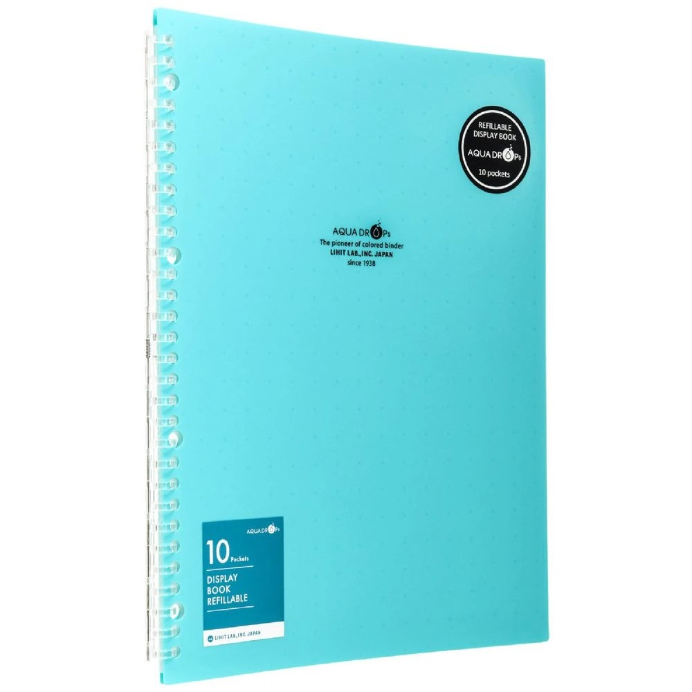 1 Aqua Drops Refillable Display Book A4 10 Pockets Vivid Teal, 1 of 4