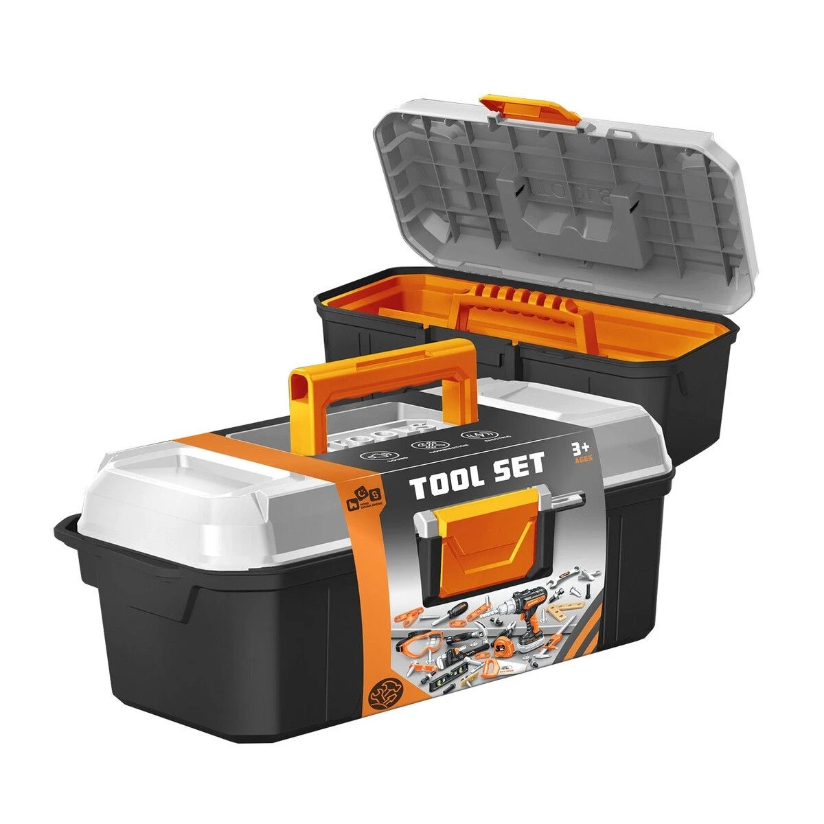 3 AUSWAY Kids 43pcs Toolbox Set Childrens Plastic Construction Toys, 3 of 3