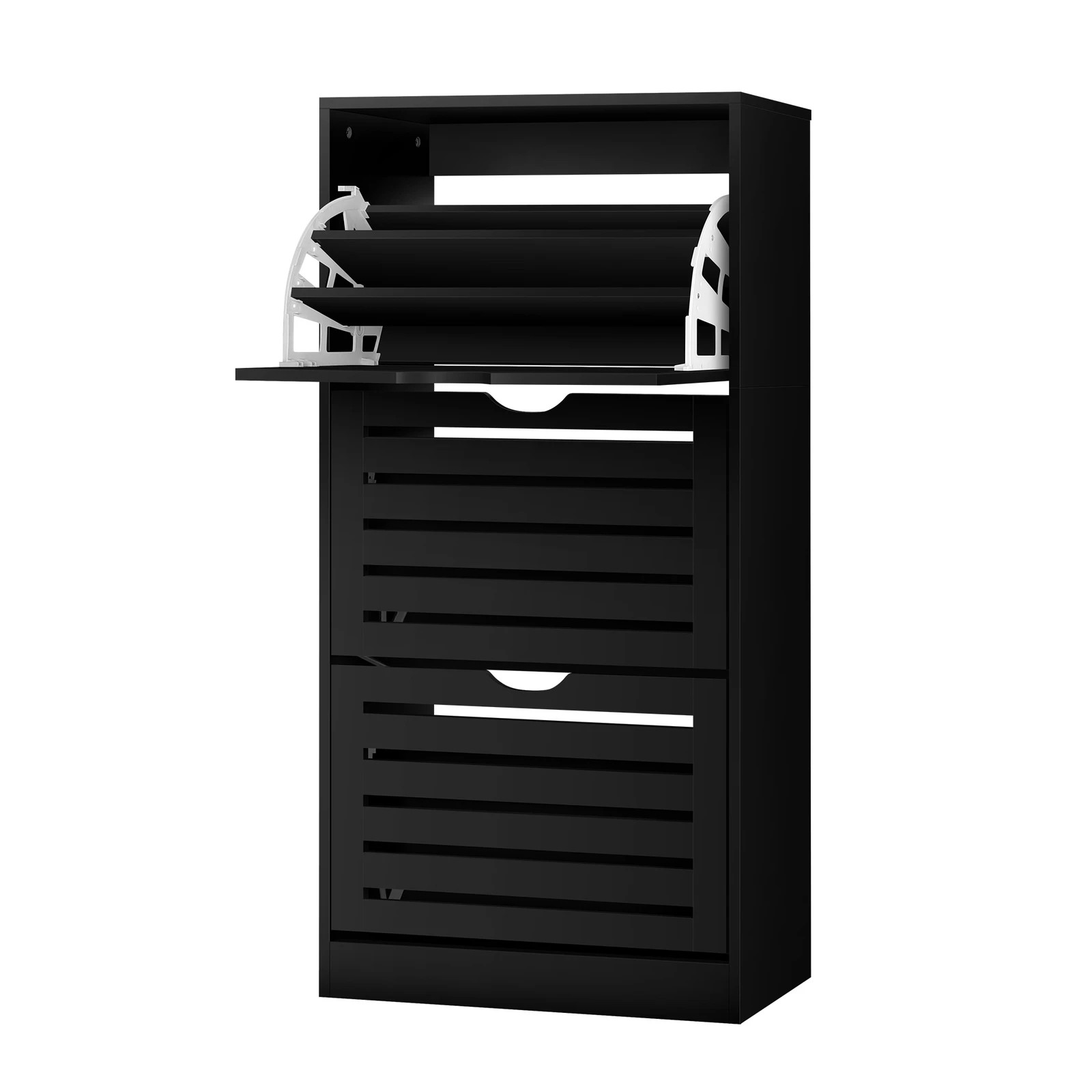 1 Alfordson Shoe Cabinet Organiser Storage Rack Flip Drawers - Black, 1 of 10