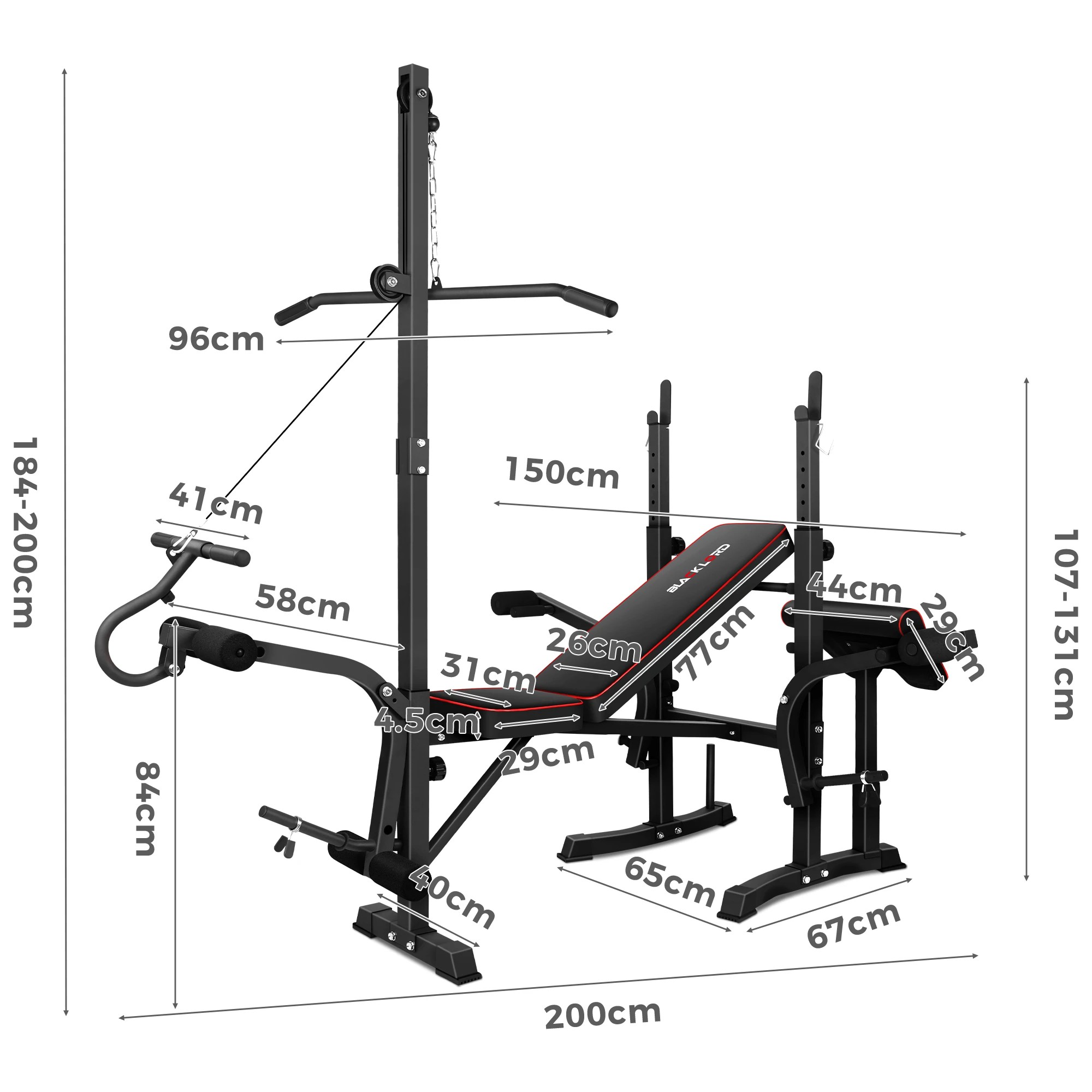 4 Black Lord Weight Bench 14in1 Press Multi-Station Fitness Home Gym Equipment, 4 of 9