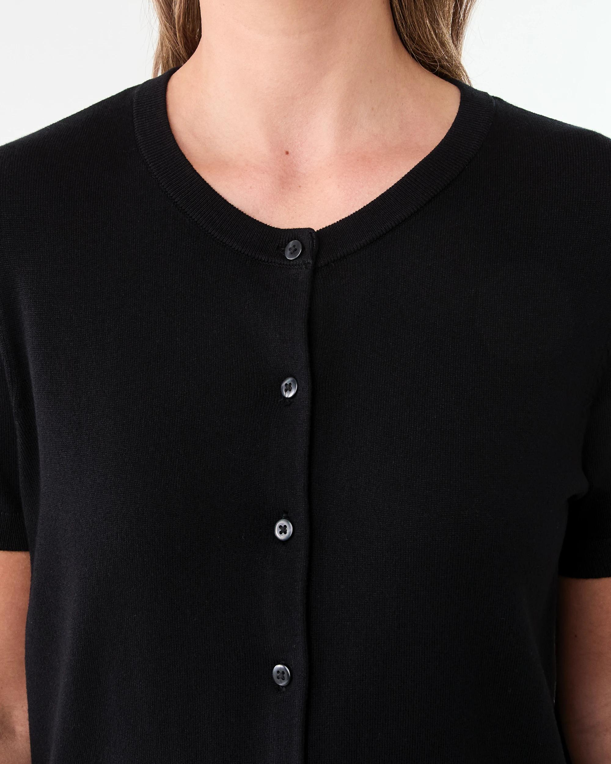 5 Short Sleeve Button Through Top Black, 5 of 6