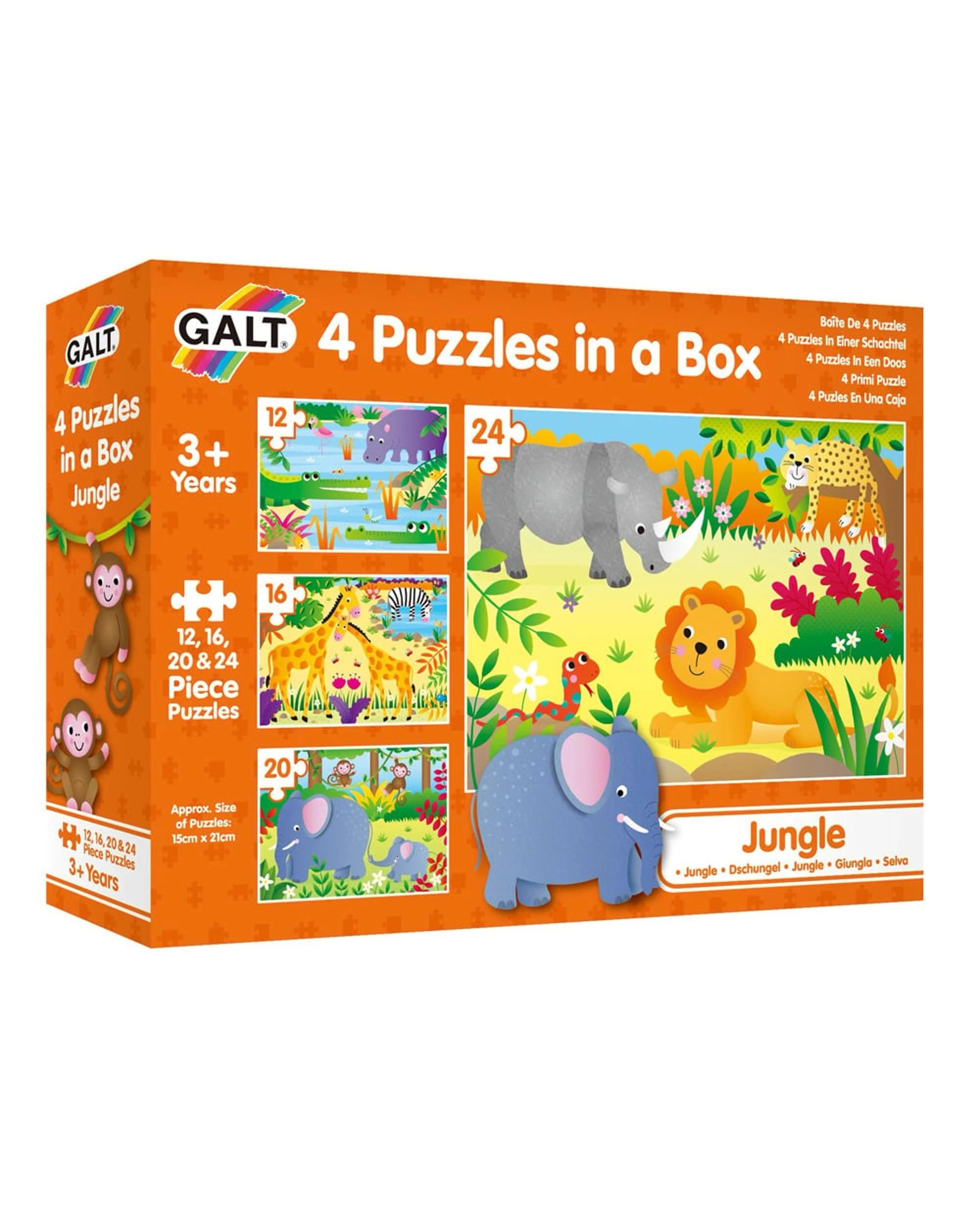 1 Galt 4 Puzzles in a Box Jungle 12-24 Piece Jigsaw Puzzle, 1 of 1