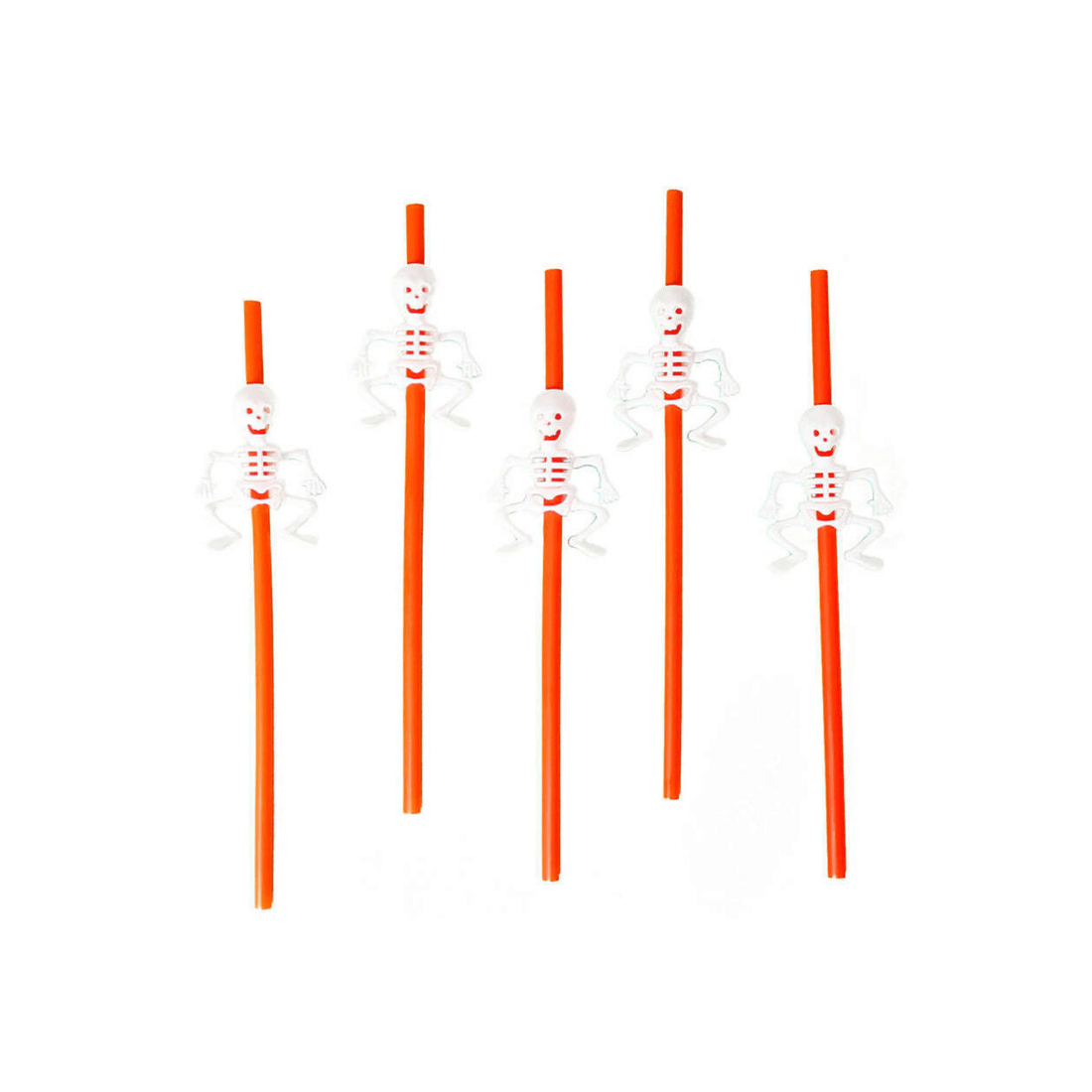 1 Br Costumes Halloween Party Pumpkin/skeleton Drinking Straws Festive Spooky Decors - Orange, 1 of 2