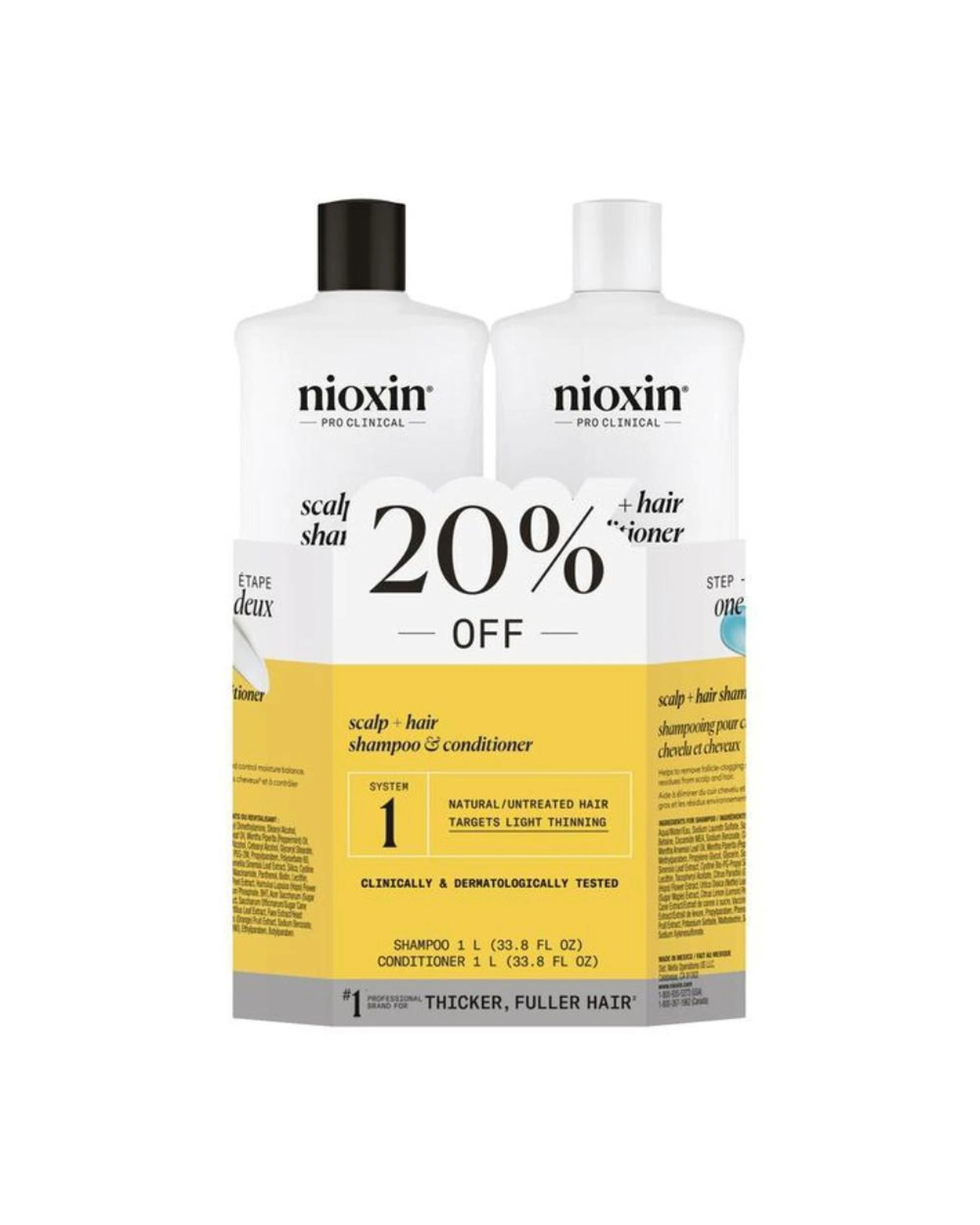 2 Nioxin System 1 Scalp & Hair Shampoo & Conditioner 1000mL Set, 2 of 5