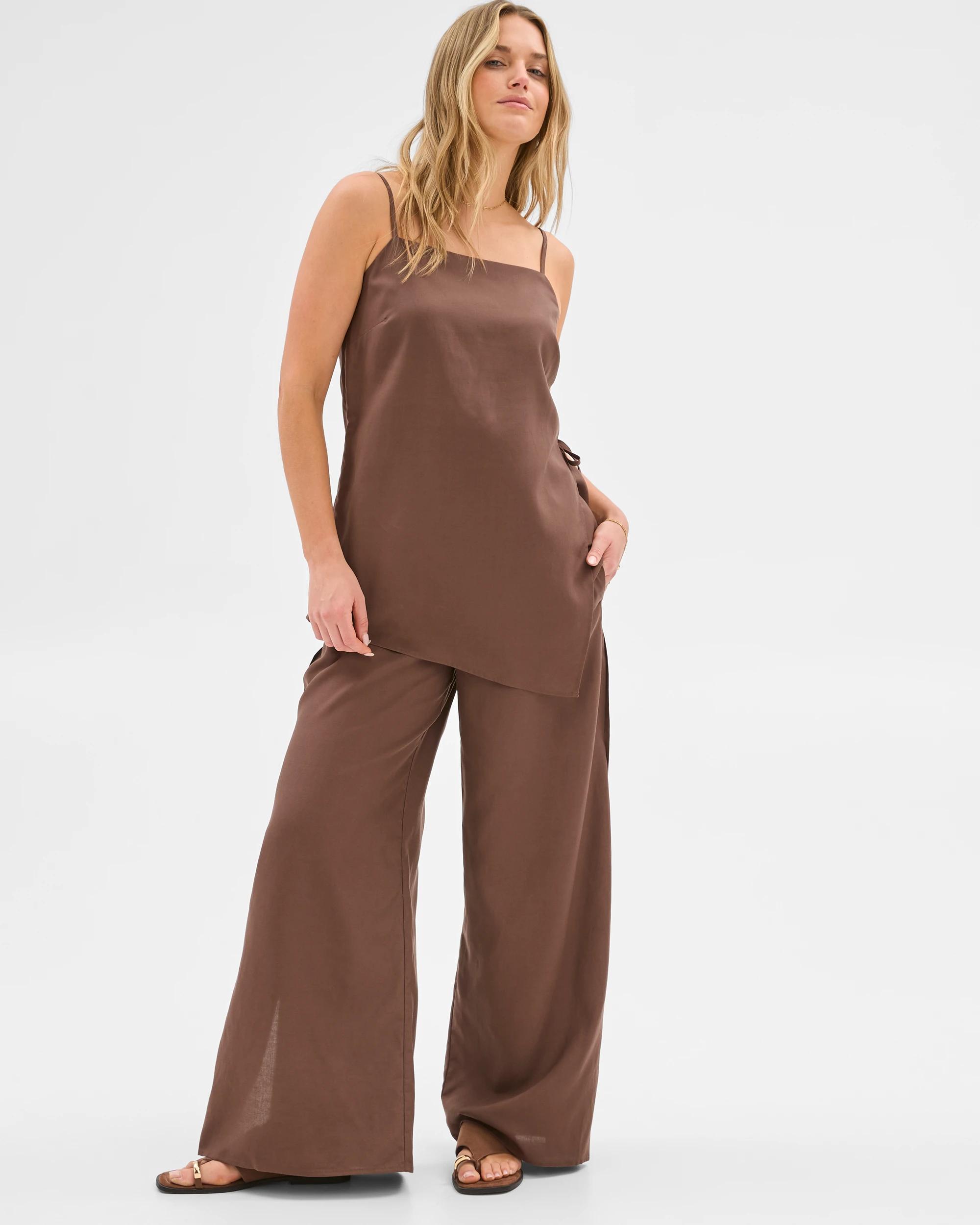 1 Lily Loves Wide Leg Split Pants Soft Taupe, 1 of 6