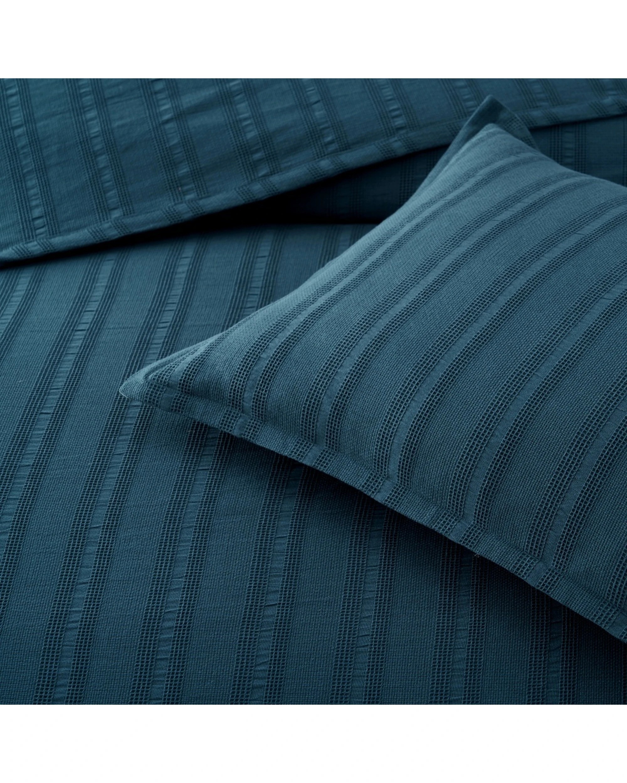 3 Bianca Ashcombe Yarn Dyed Cotton Waffle Bedspread Set - Queen Bed - Blue, 3 of 5