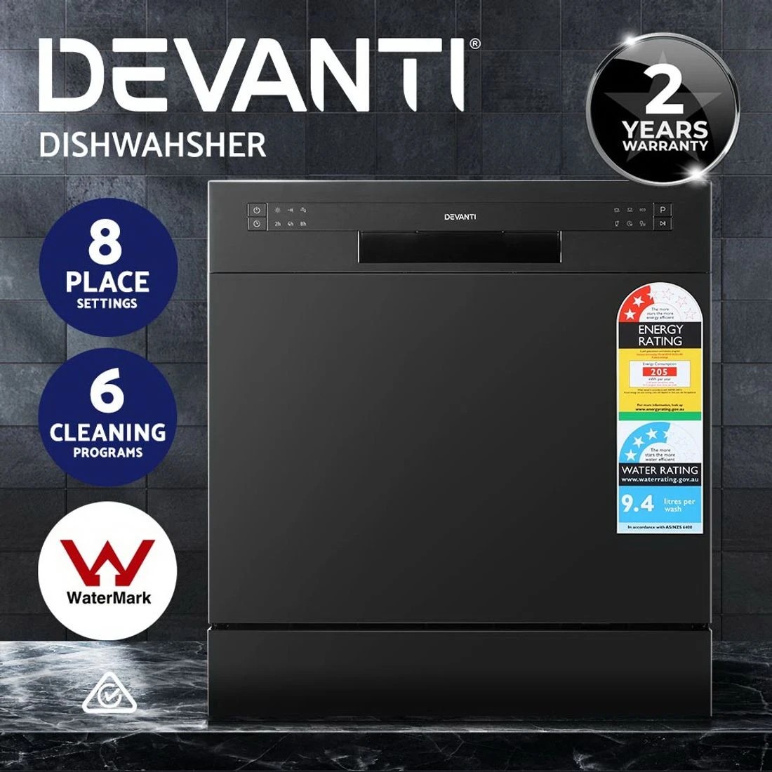 5 Devanti 8 Place Settings Benchtop Dishwasher - Black, 5 of 8