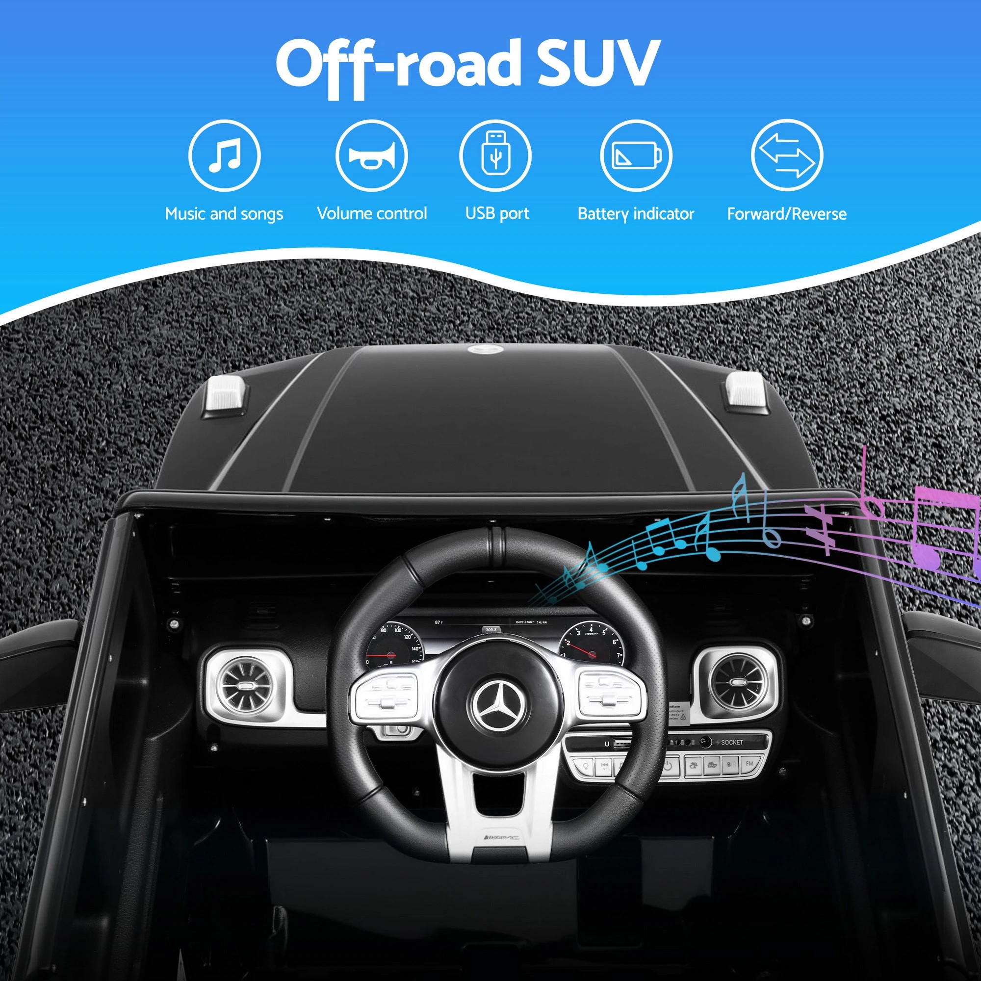 4 Kids Electric Ride On Car AMG G63 Toy Cars 12V - Black, 4 of 6