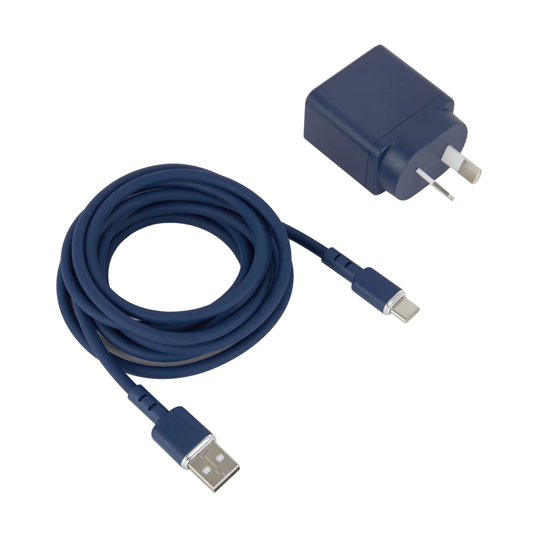 1 Wall USB Charger with USB-A to USB-C Cable - Blue, 1 of 7