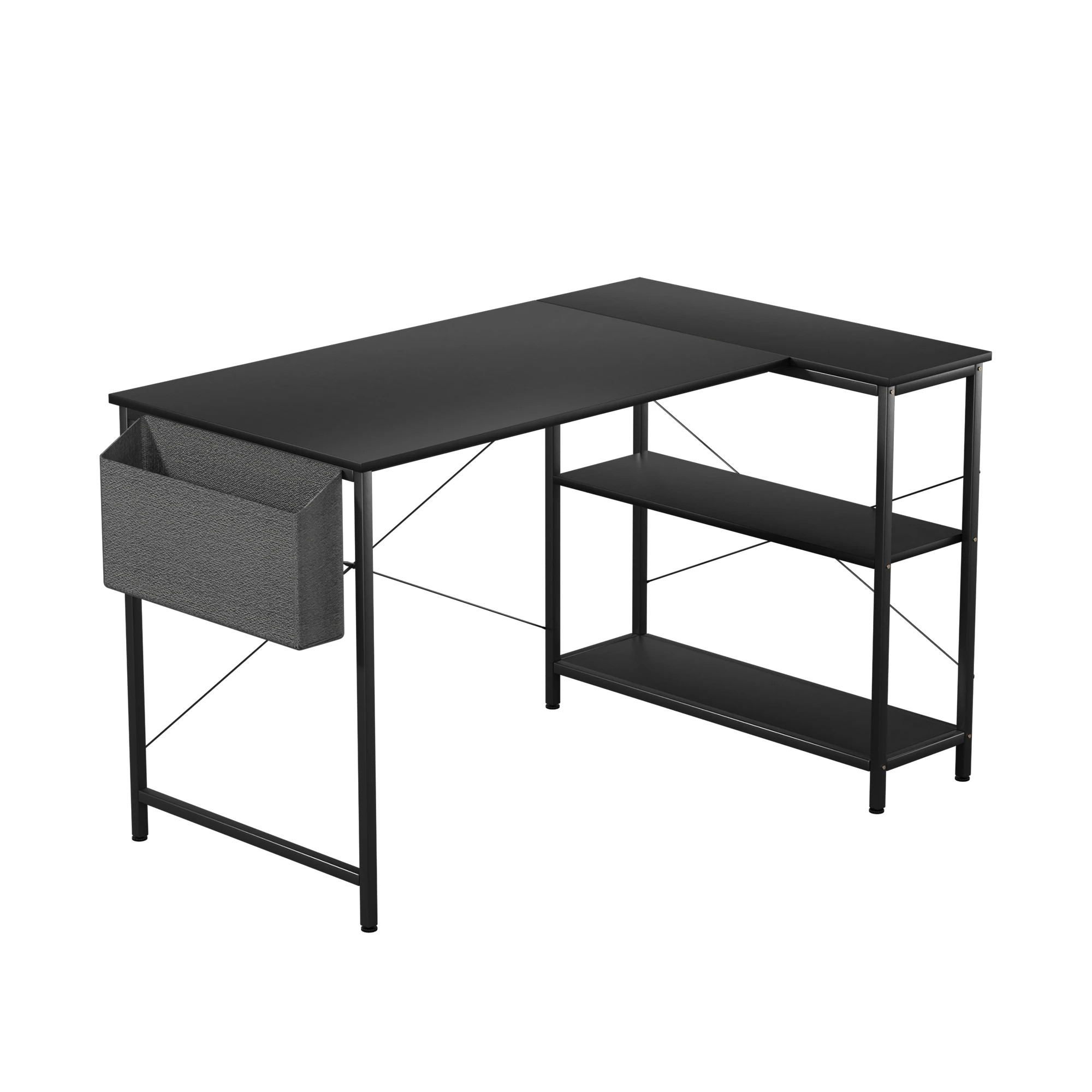 1 Levede L-shapd Computer Desk - Black, 1 of 6