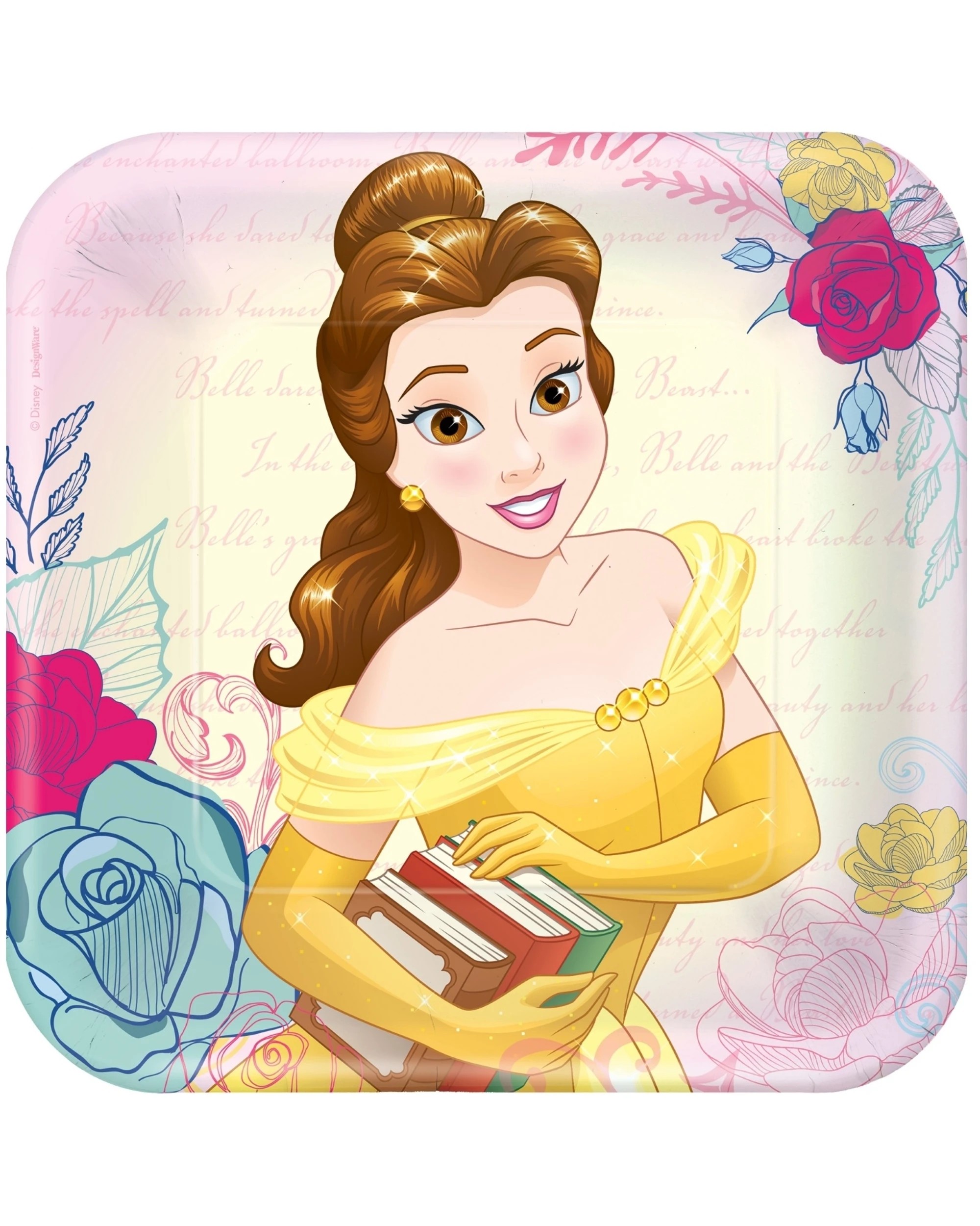 1 Disney Beauty and the Beast Large Square Paper Plates Pack of 8, 1 of 1