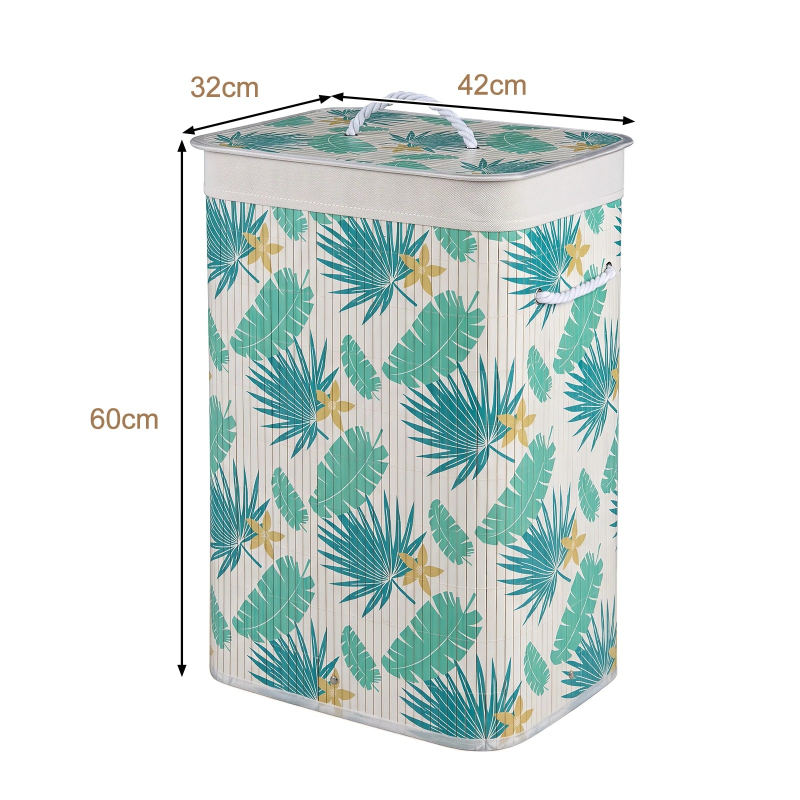2 Costway 72L Bamboo Laundry Hamper w/Removable Liner Clothes Hamper Rainforest Pattern, 2 of 5