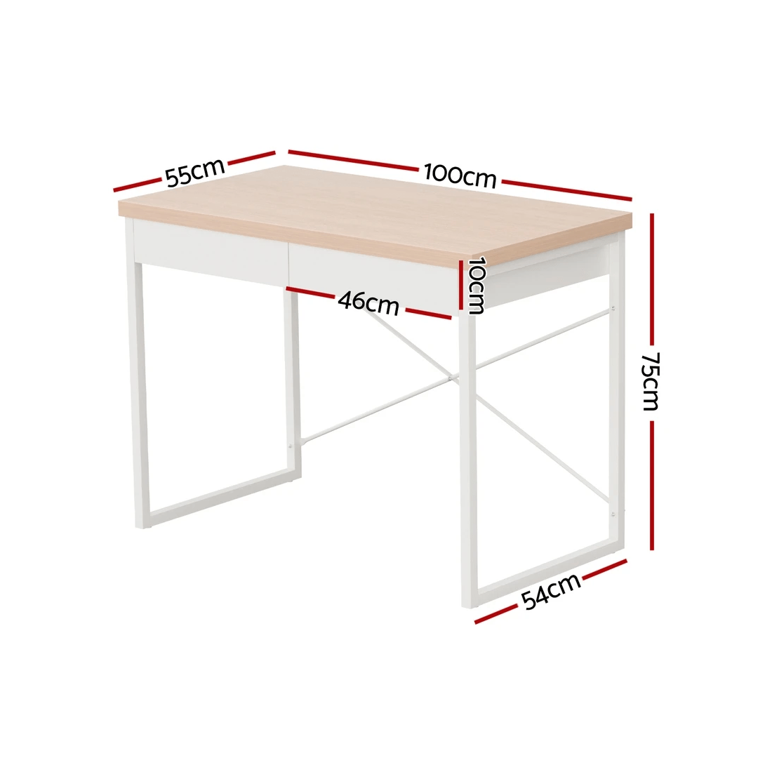 2 Artiss Computer Desk Drawer Storage Oak 100CM - Brown, 2 of 7
