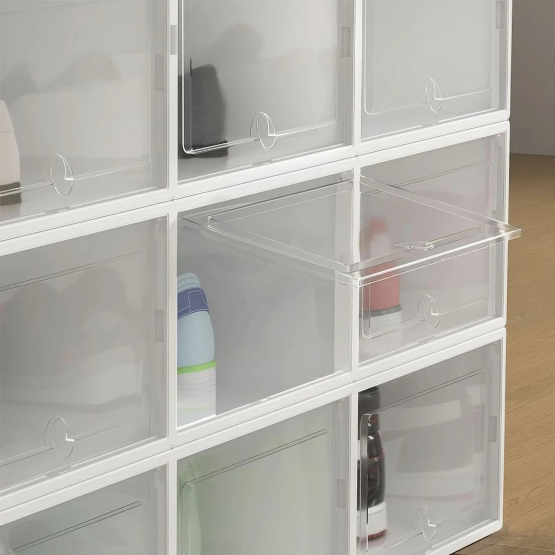 8 Artiss Shoe Box Rack DIY Set of 12 Stackable Clear Storage Easy Clean Closet Space Saving Easy Assembly - White, 8 of 8