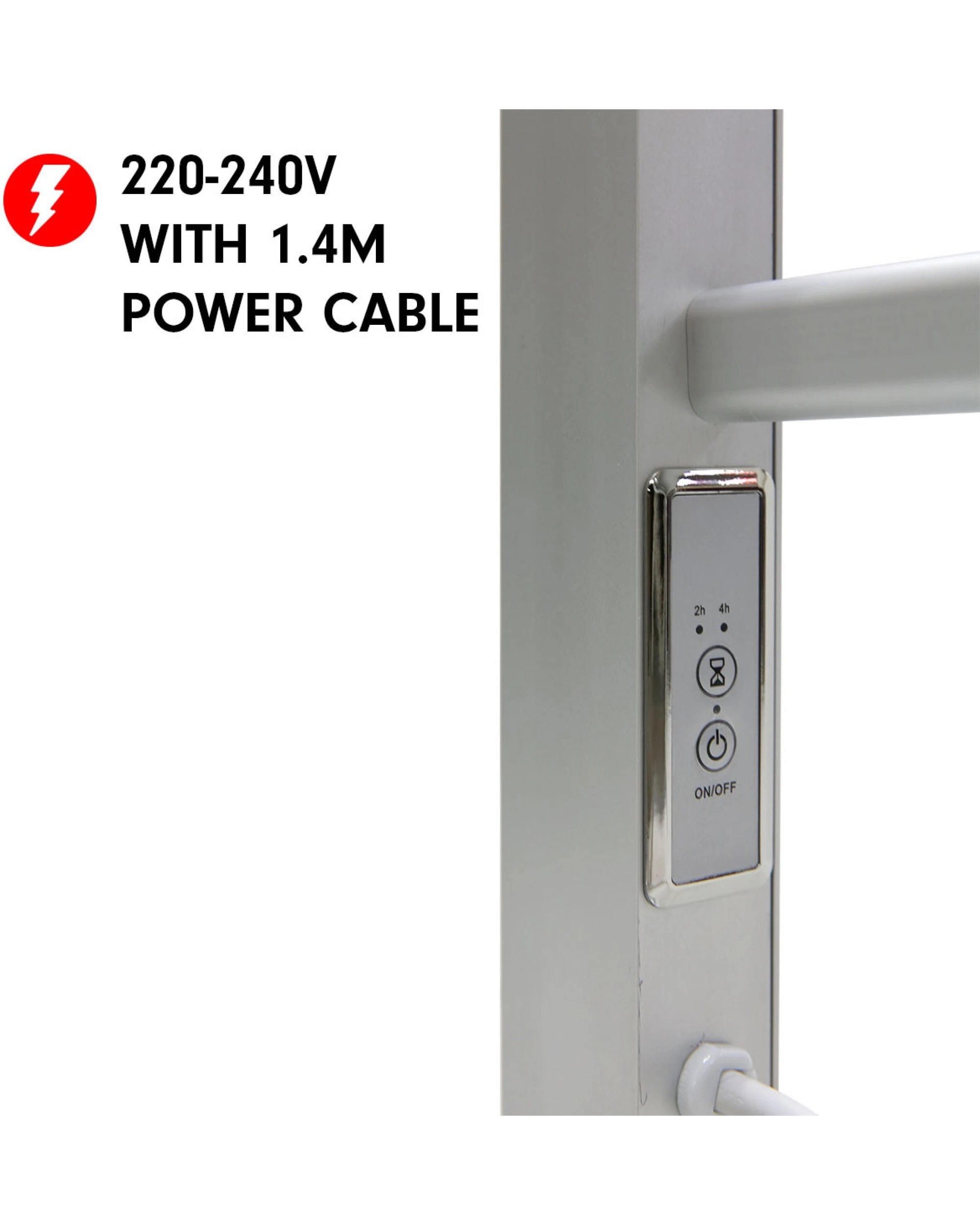 4 Pronti Heated Towel Rack Electric Towel Rails 160watt With Timer, 4 of 6