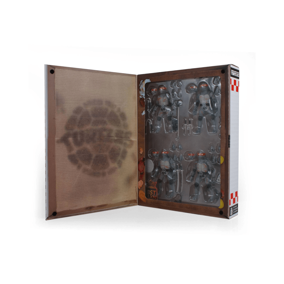 2 The Loyal Subjects BST AXN Teenage Mutant Ninja Turtles Black and White Battle Damaged Action Figure 4 Pack, 2 of 8