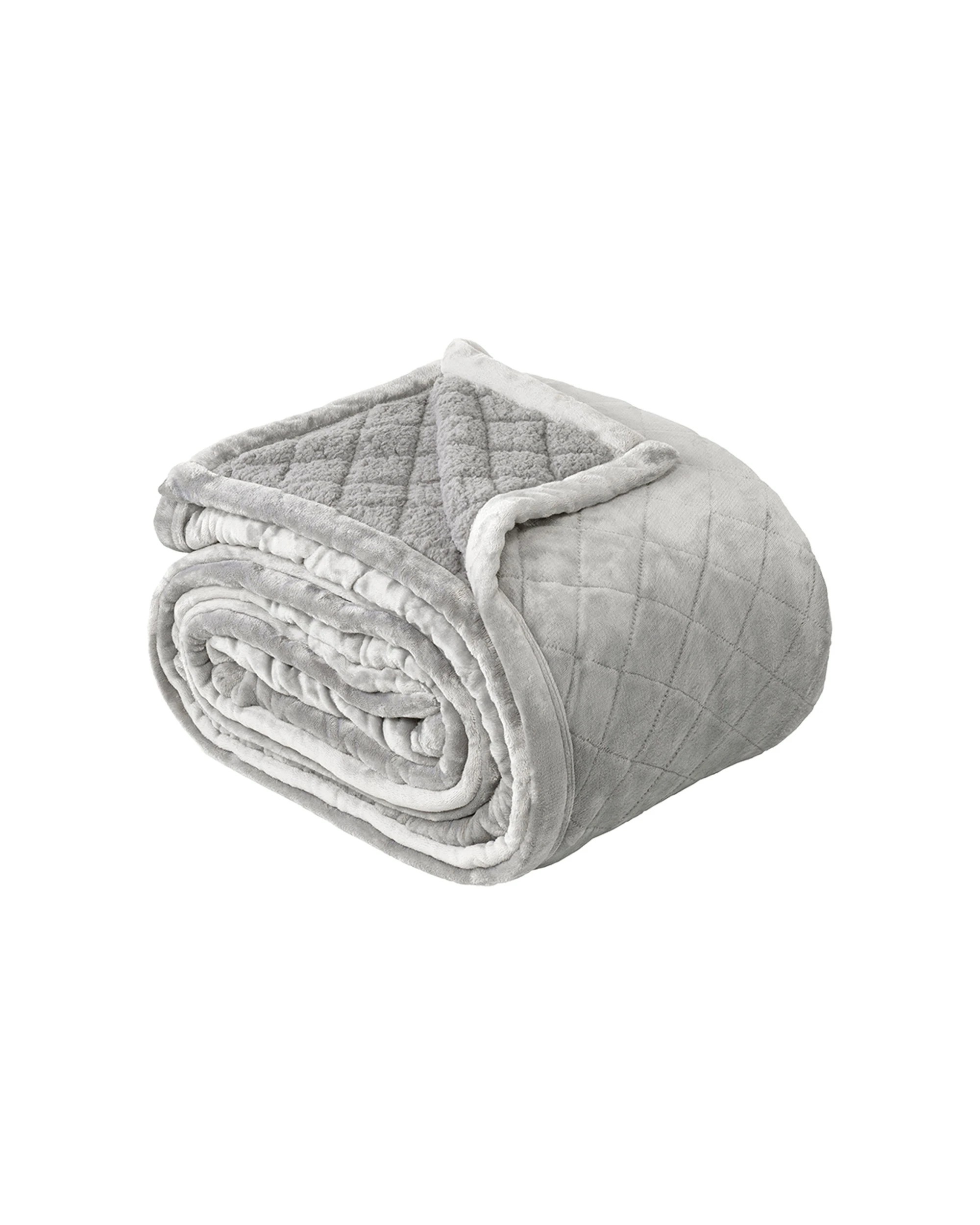1 Bianca Mansfield 480gsm Sherpa Blanket Single/Double Aluminum - Grey, 1 of 2
