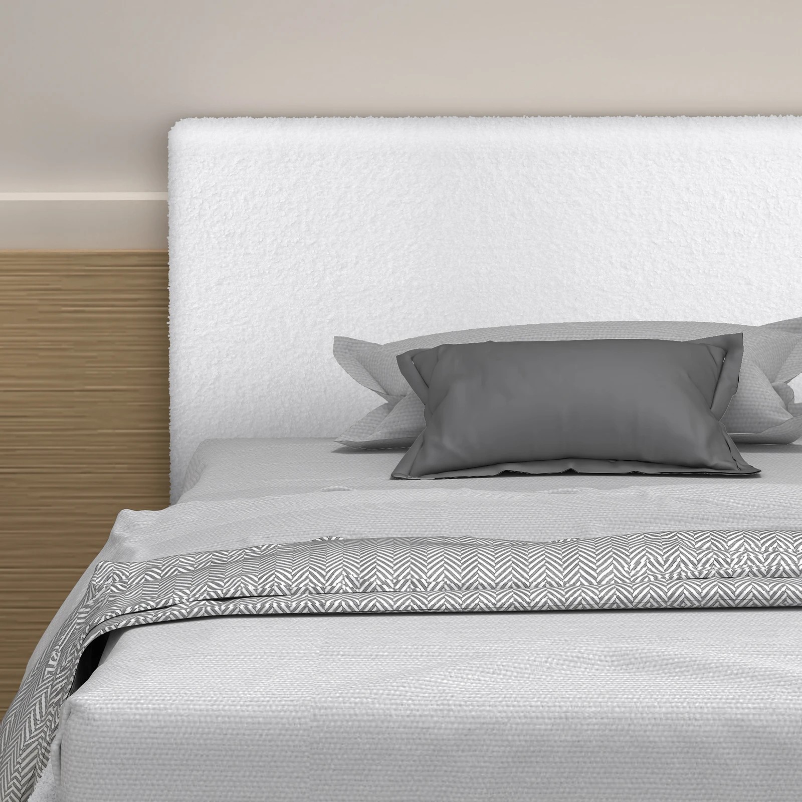 5 Alfordson Bed Frame King Size Gas Lift Storage Base Boucle Tricia - White, 5 of 10