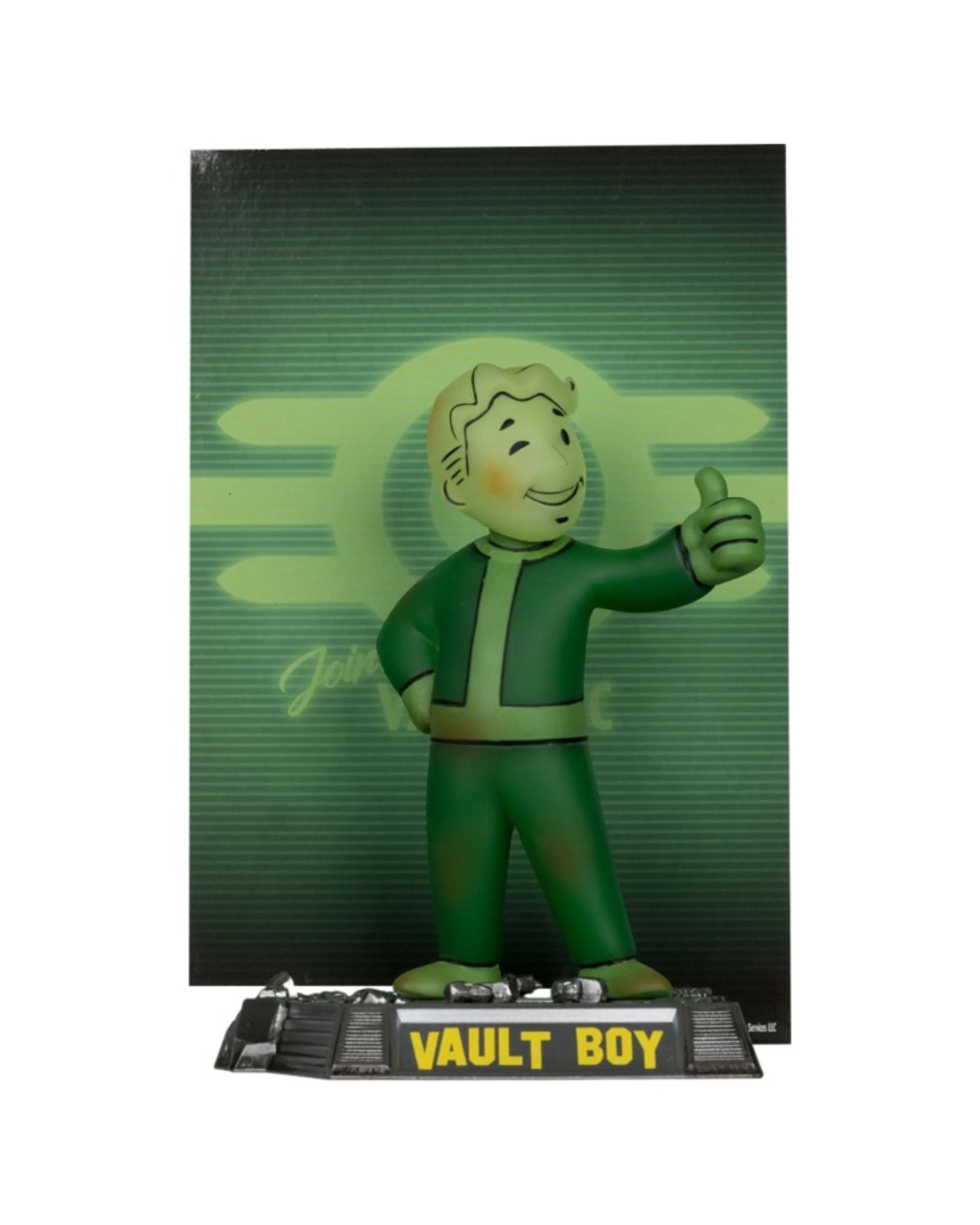 1 McFarlane Movie Maniacs Gold Label Fallout Vault Boy Glow in the Dark 6 inch Posed Figure - Green, 1 of 7