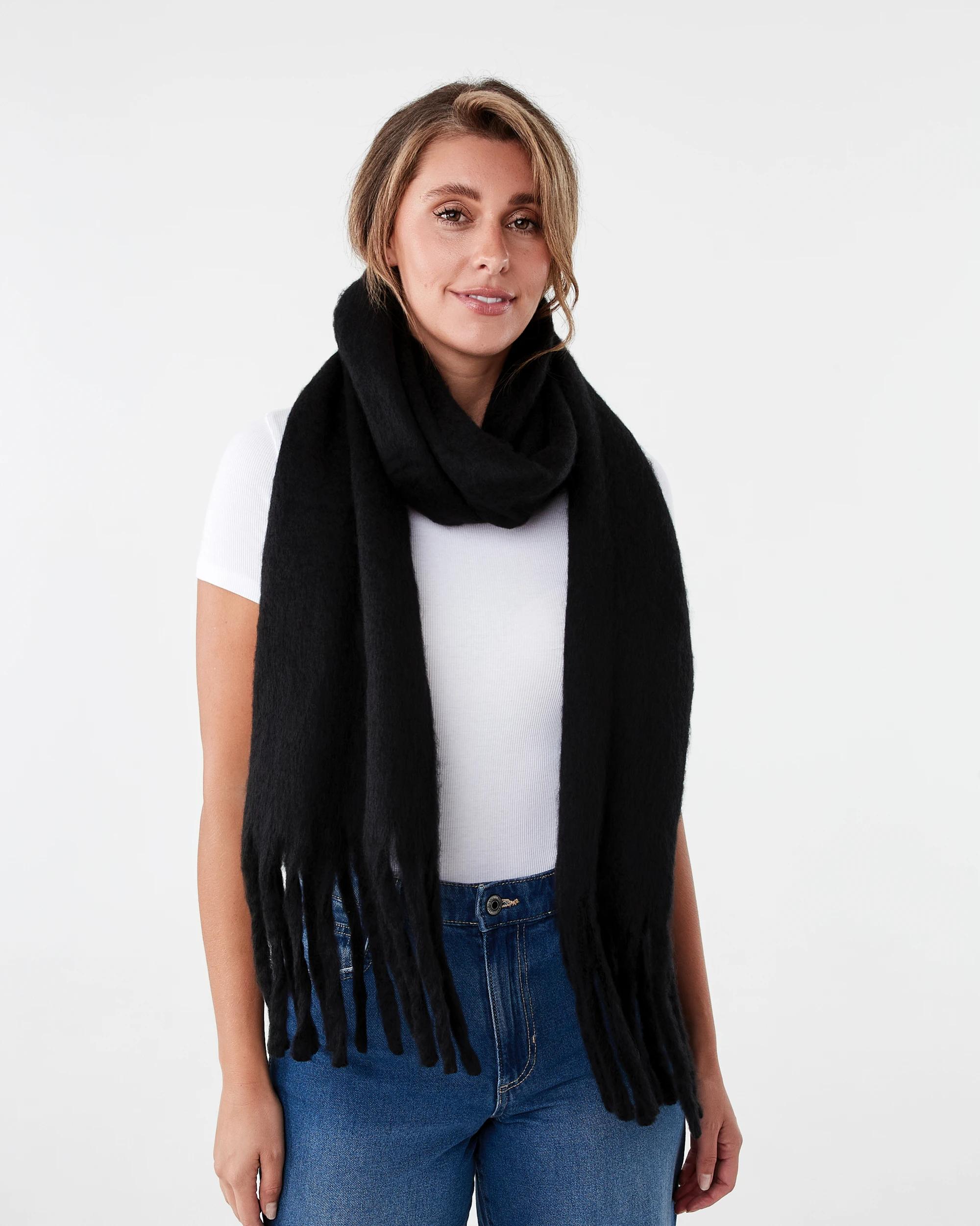 3 Plain Fluffy Scarf Black, 3 of 3