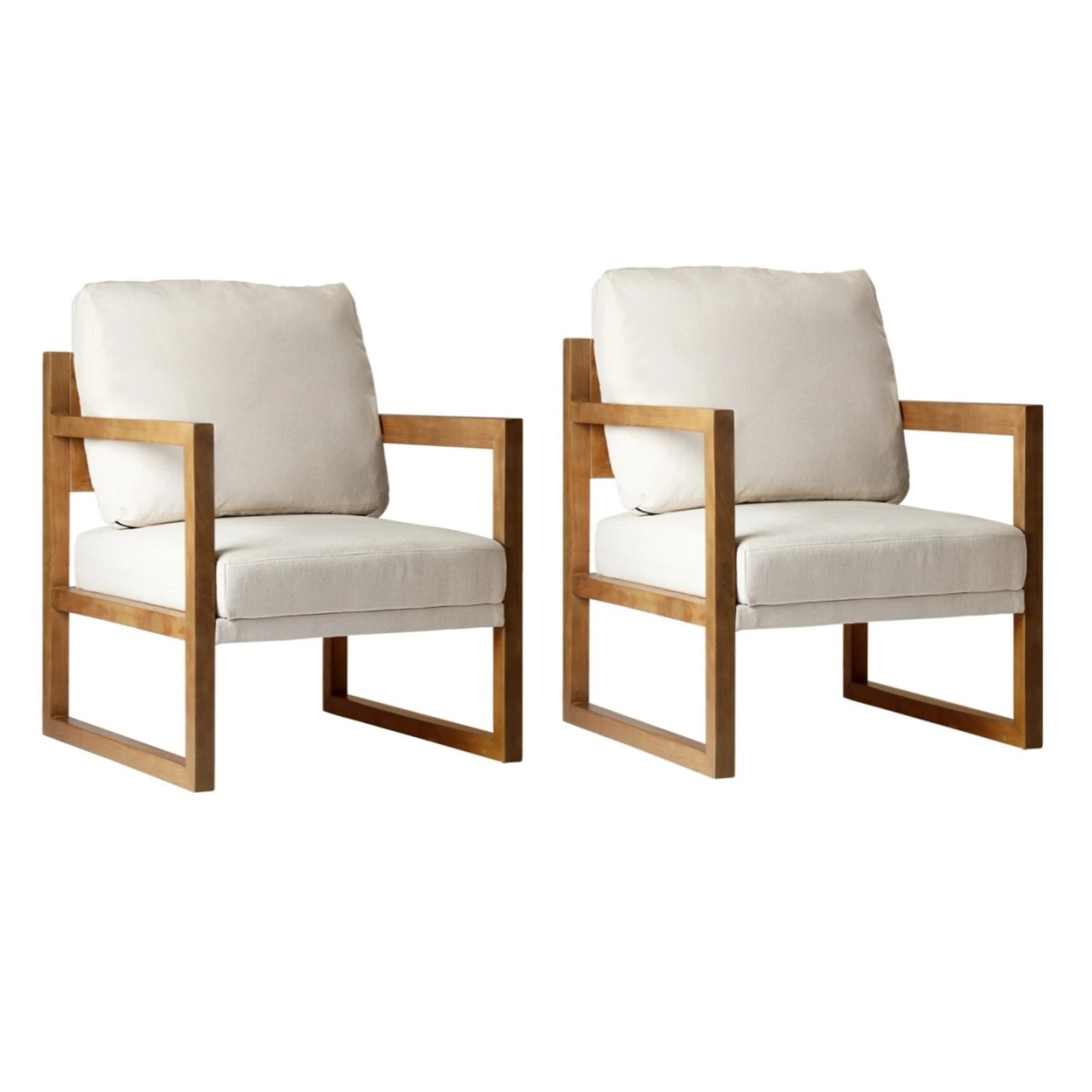 3 Oikiture 2x Armchair Lounge Sofa Chair Fabric Accent Chair Tub Armchairs Couches - Beige, 3 of 10