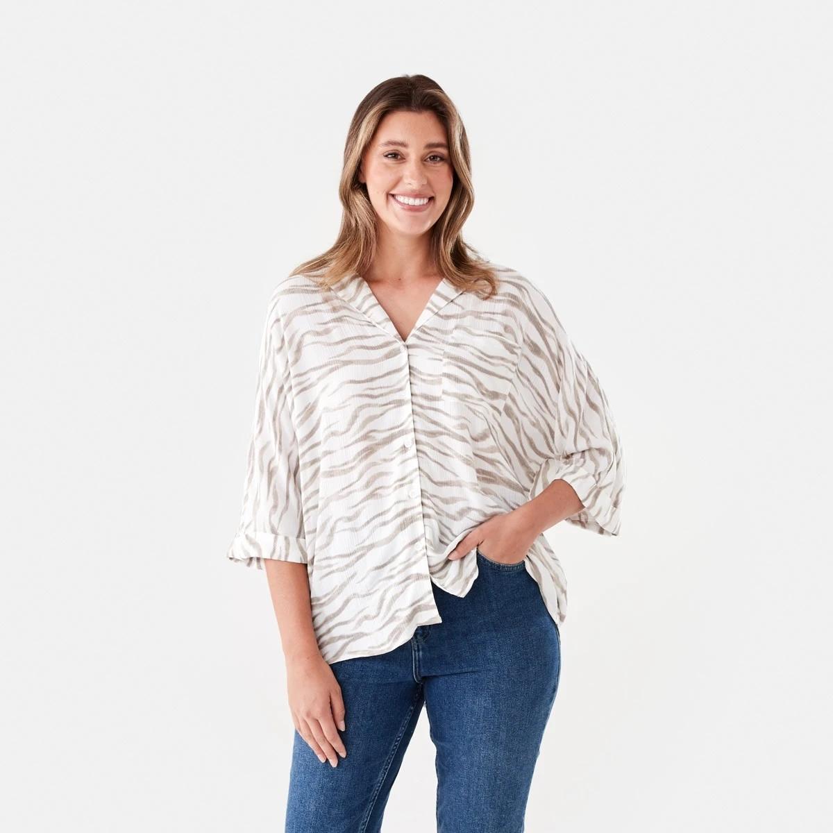 1 Short Dolman Sleeve Shirt SOFT ZEBRA CLOUD DANCER, 1 of 6