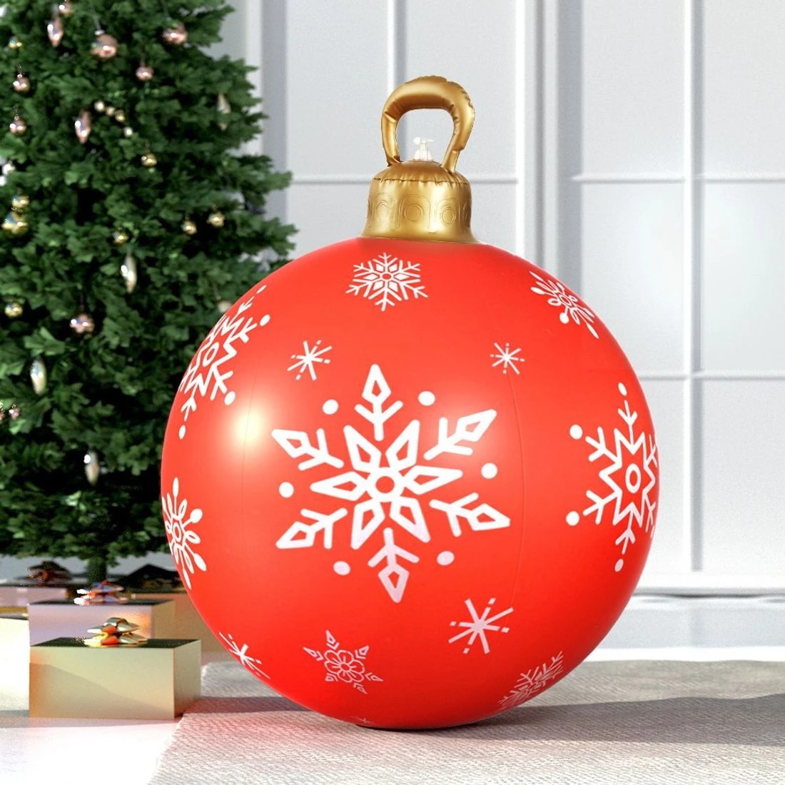 2 Jingle Jollys Christmas Inflatable Ball Bauble 60cm Outdoor Decoration - Red, 2 of 7