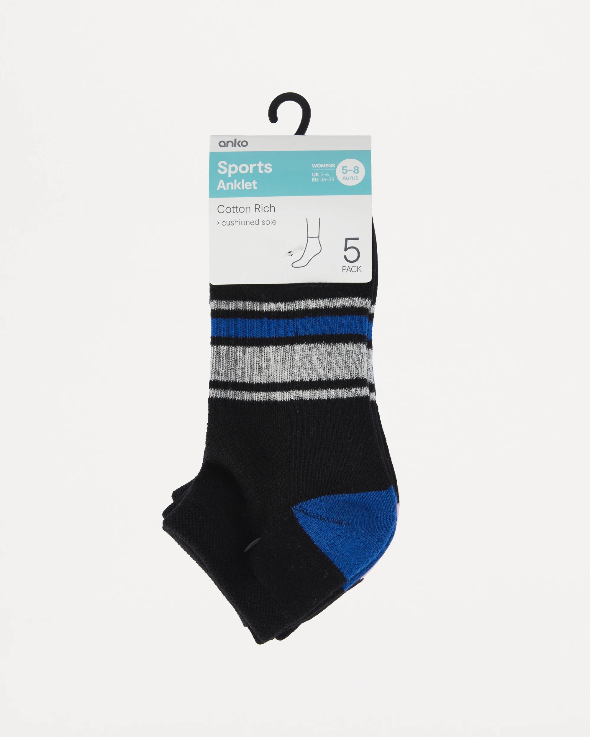 3 5 Pack Active Anklet Socks with Arch Support BLUE, BLACK, 3 of 3