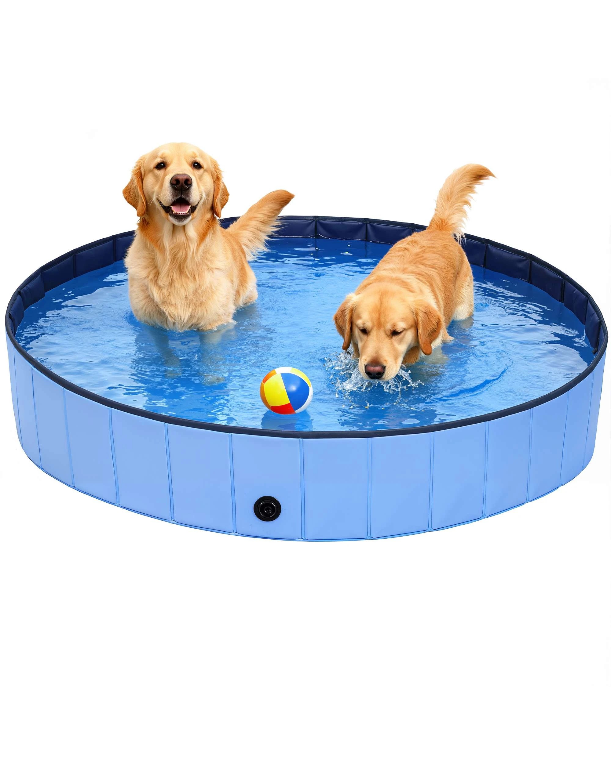 4 Advwin Foldable Dog Pool 160x30cm, Portable PVC Pet Swimming Pool & Bath Tub, 4 of 8