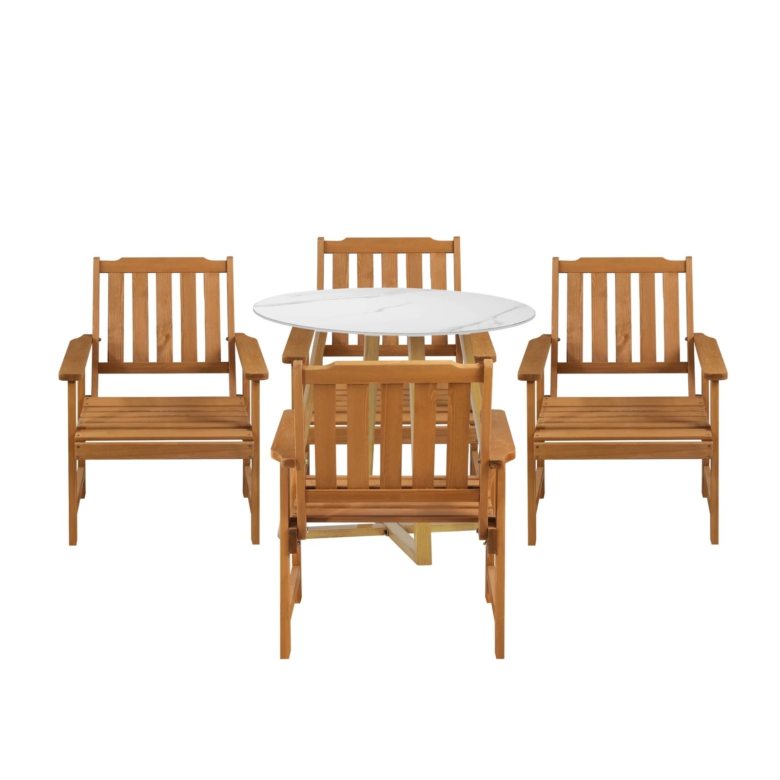 7 Livsip Outdoor Patio Set Solid Wood Chair and Table 5PC Furniture Dining Setting - Multi, 7 of 9
