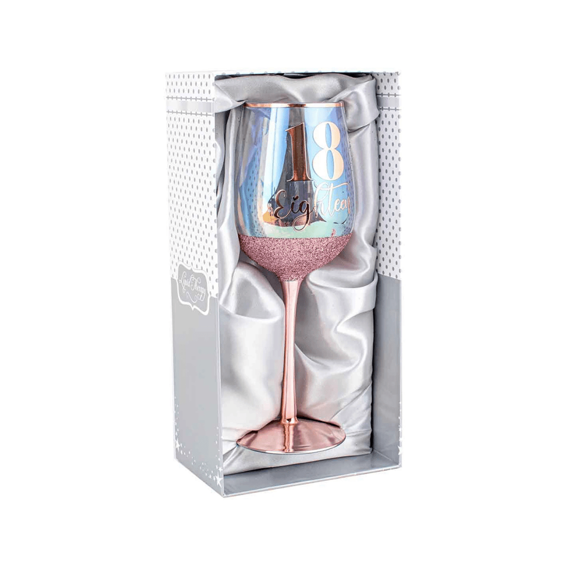 2 18th Pink Glitterati Wine Glass 430ml Drinking Cup Novelty Celebration Glass
 - Pink, 2 of 3