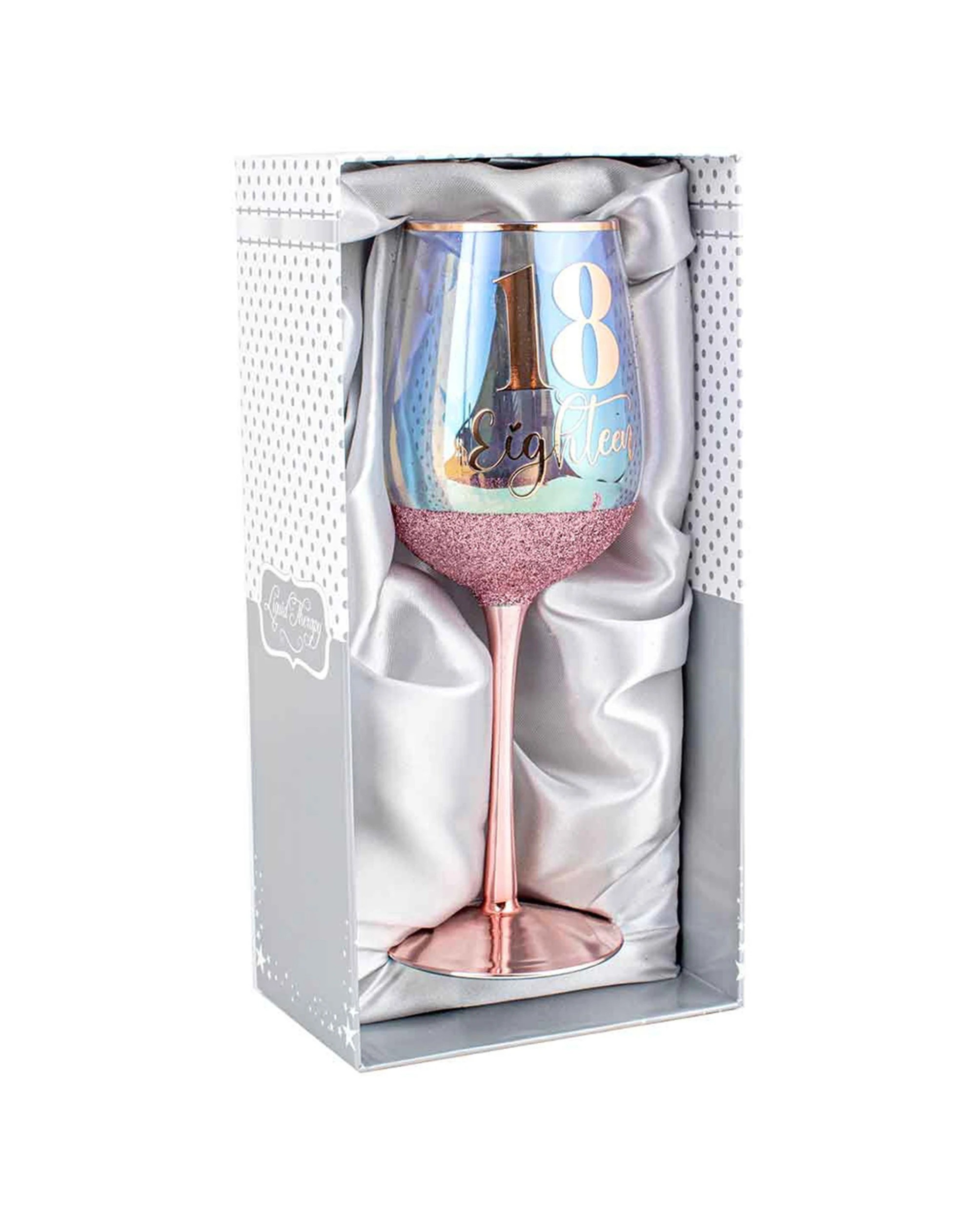 2 18th Pink Glitterati Wine Glass 430ml Drinking Cup Novelty Celebration Glass
 - Pink, 2 of 3