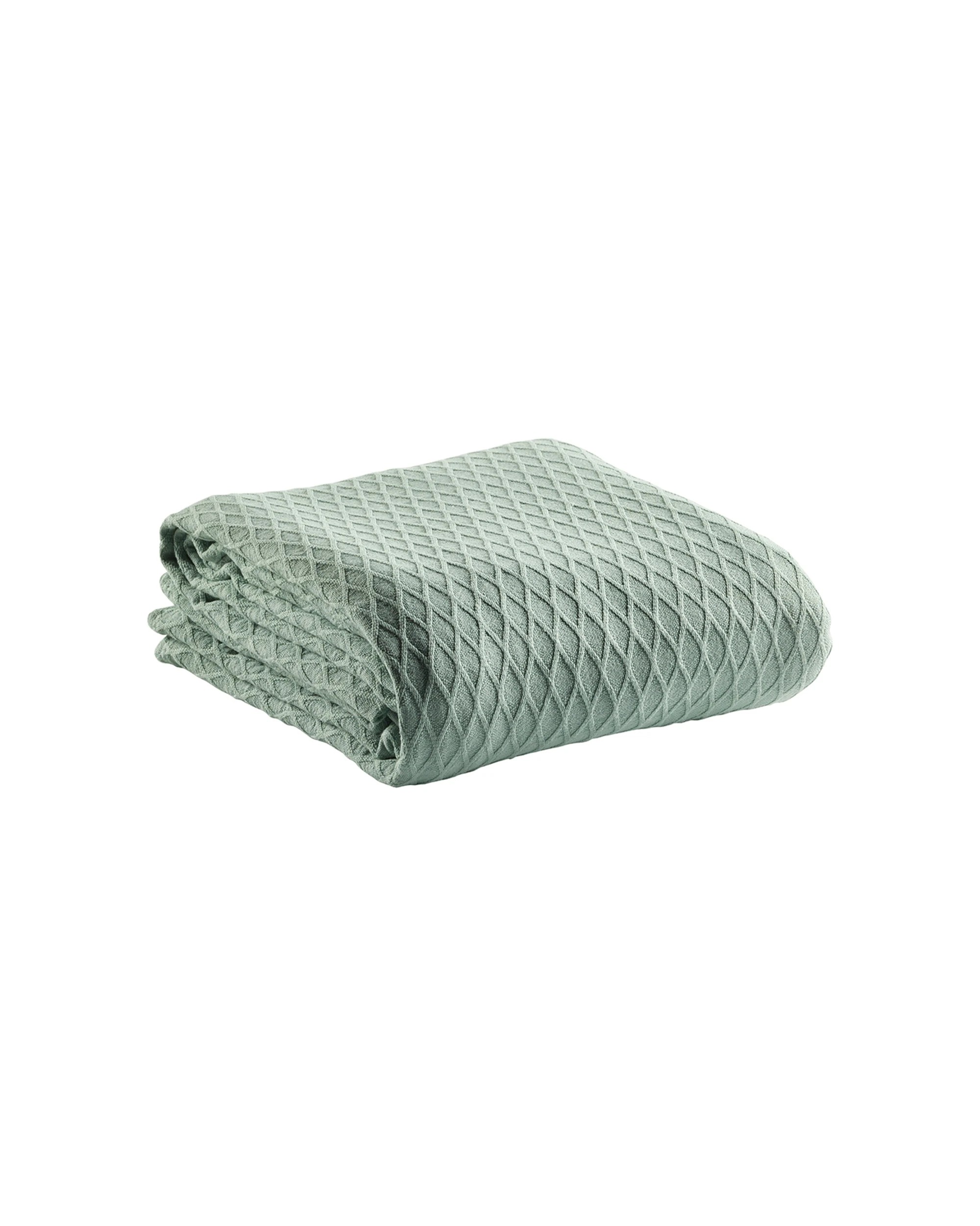 1 Bianca Gosford Blanket 100% Cotton Single Soft Summer Blanket Single/Double Sage - Green, 1 of 2
