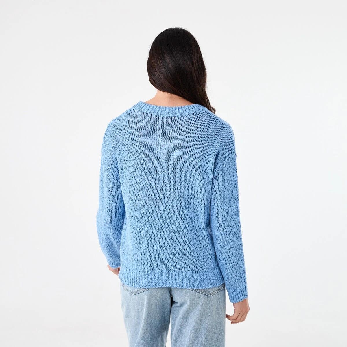 3 Cotton Slub Crew Jumper Cornflower, 3 of 5