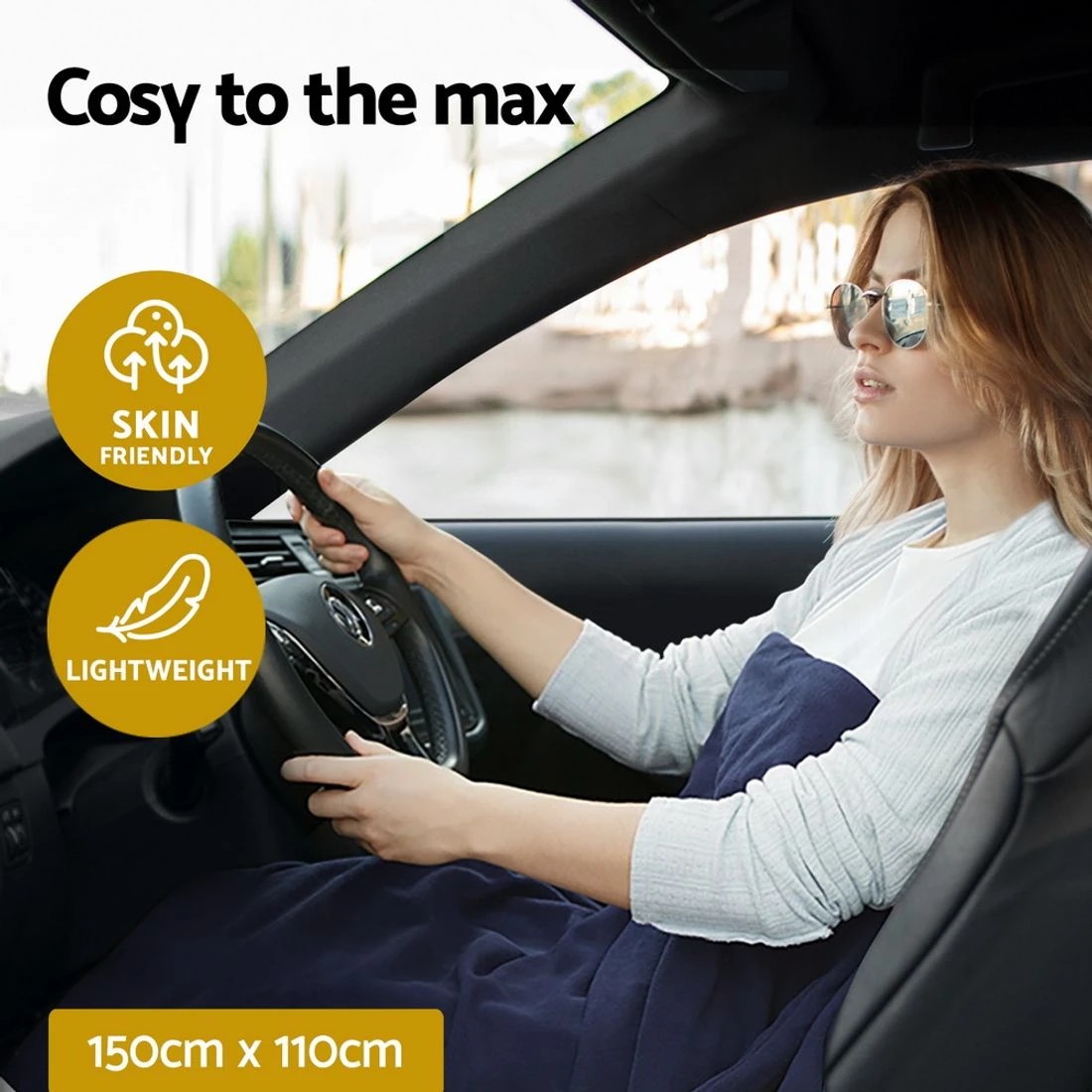 5 Giselle Electric Car Blanket Heated Travel Throw Ultra Soft Polyester 12V Plug Long Cord Portable Road Comfort - blue, 5 of 7