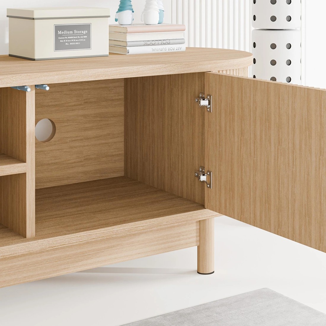 3 Alfordson TV Cabinet Entertainment Unit Stand 160cm Storage Shelf - Oak, 3 of 10