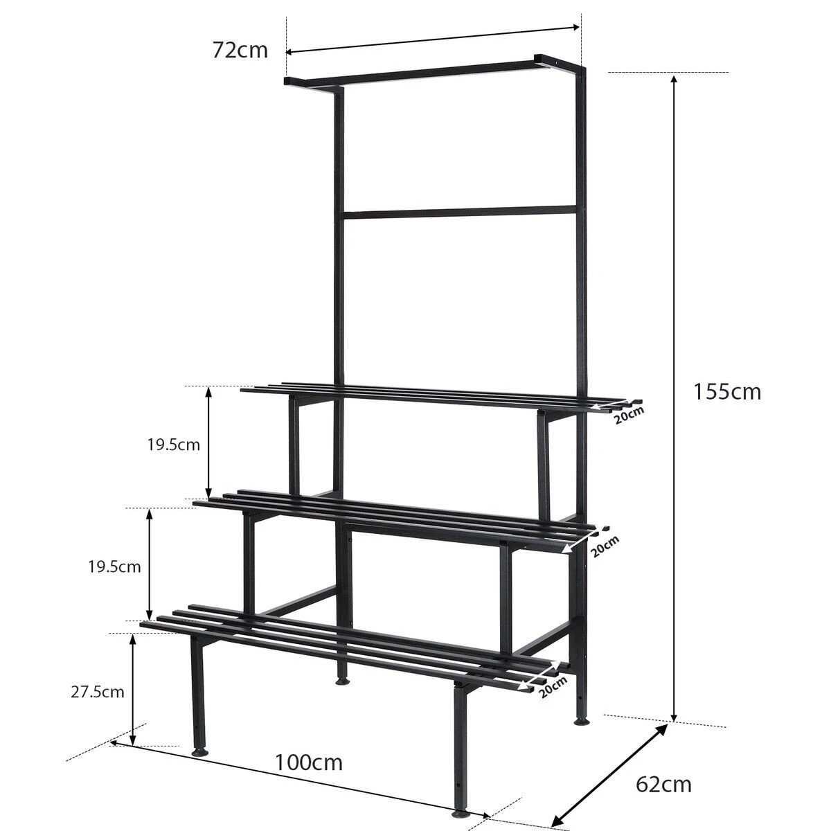 2 Ausway Large Metal Plant Stand Flower Pot Tall Holder Corner Rack Storage Shelves Hanging Display Shelving Unit, 2 of 4