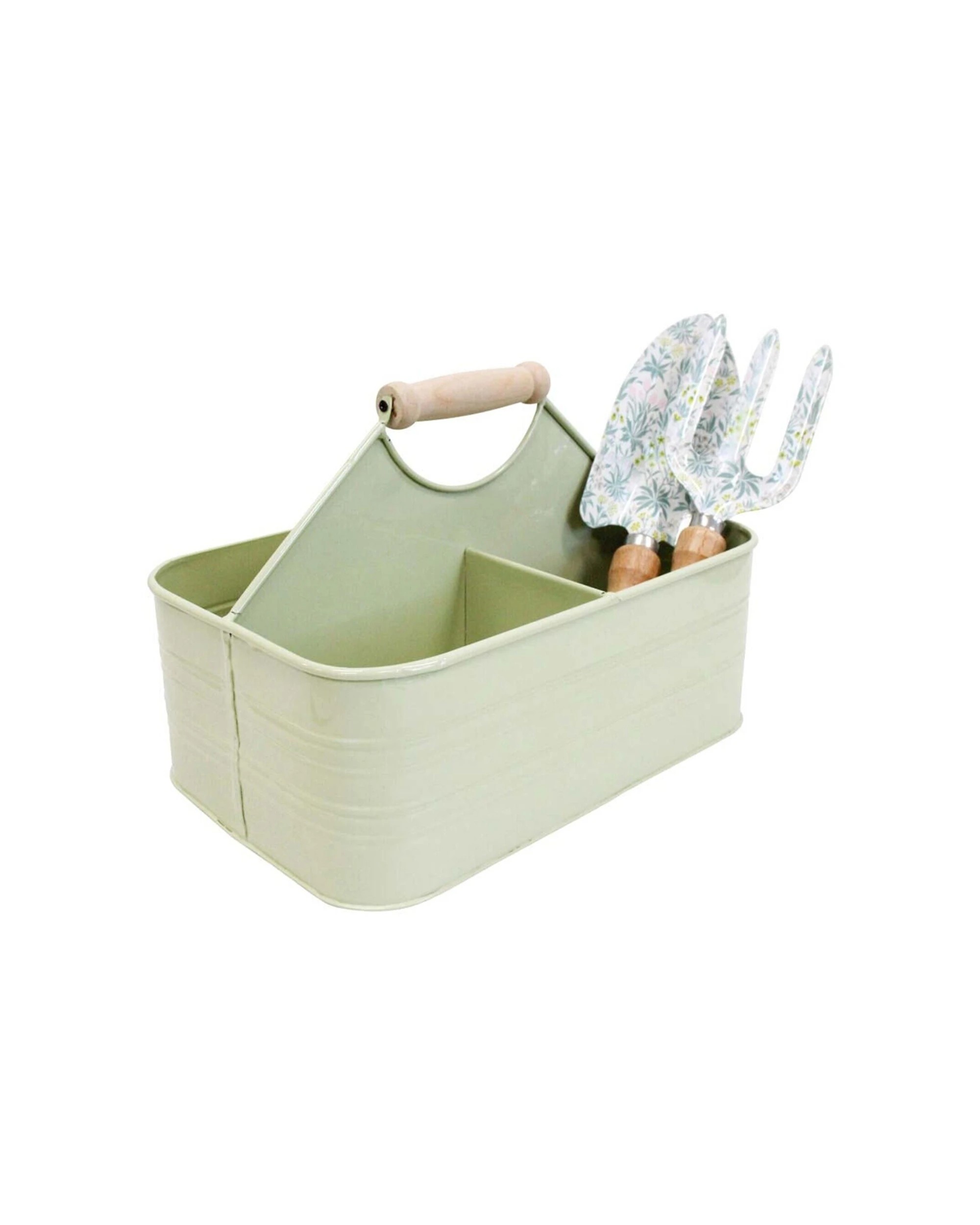 3 LVD Metal Caddy Storage Box Wooden Handle 29.5x19x11cm Versatile For Home - Green, 3 of 4