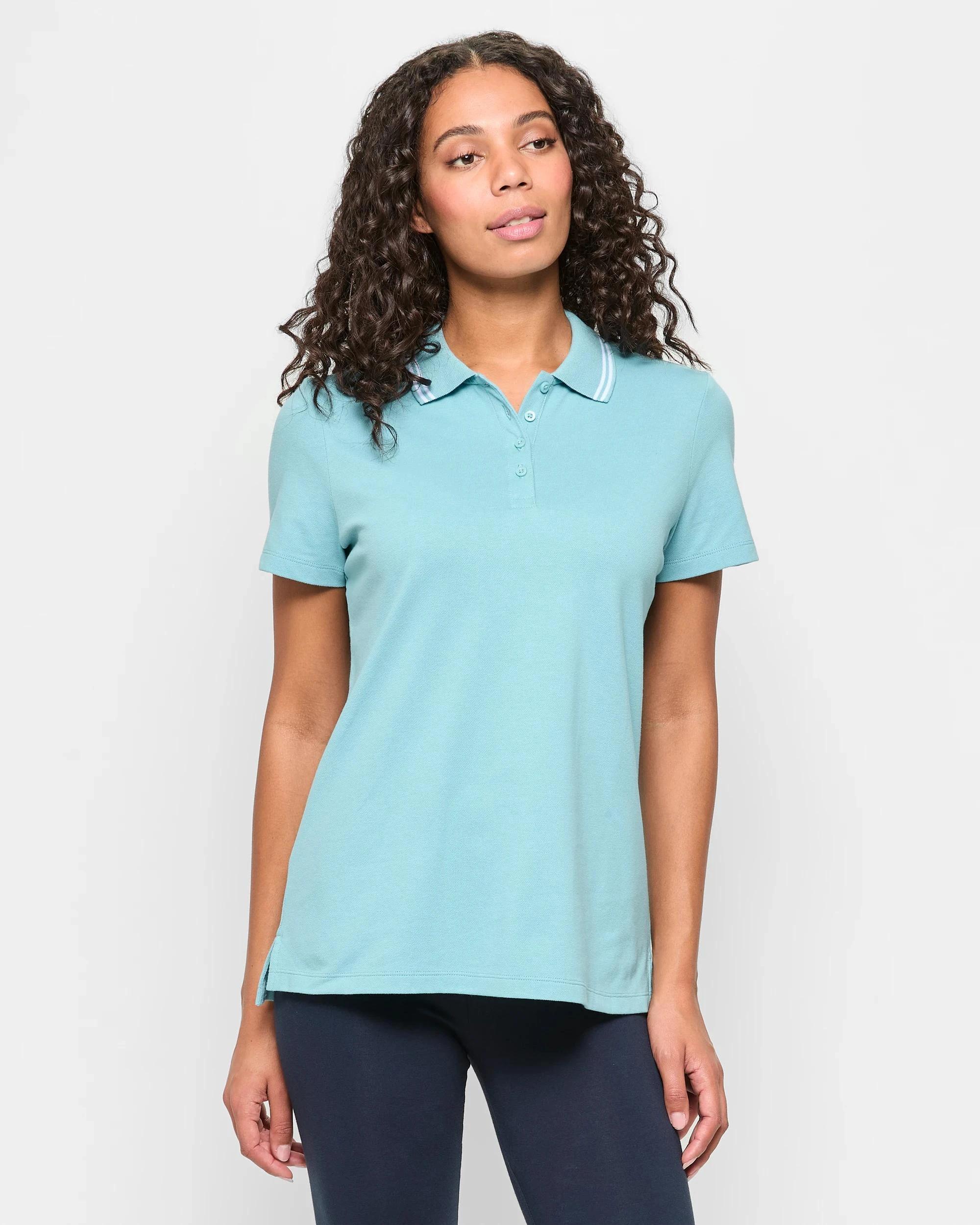 1 Target Active Australian Cotton Polo T-Shirt DUSTY TEAL, 1 of 5