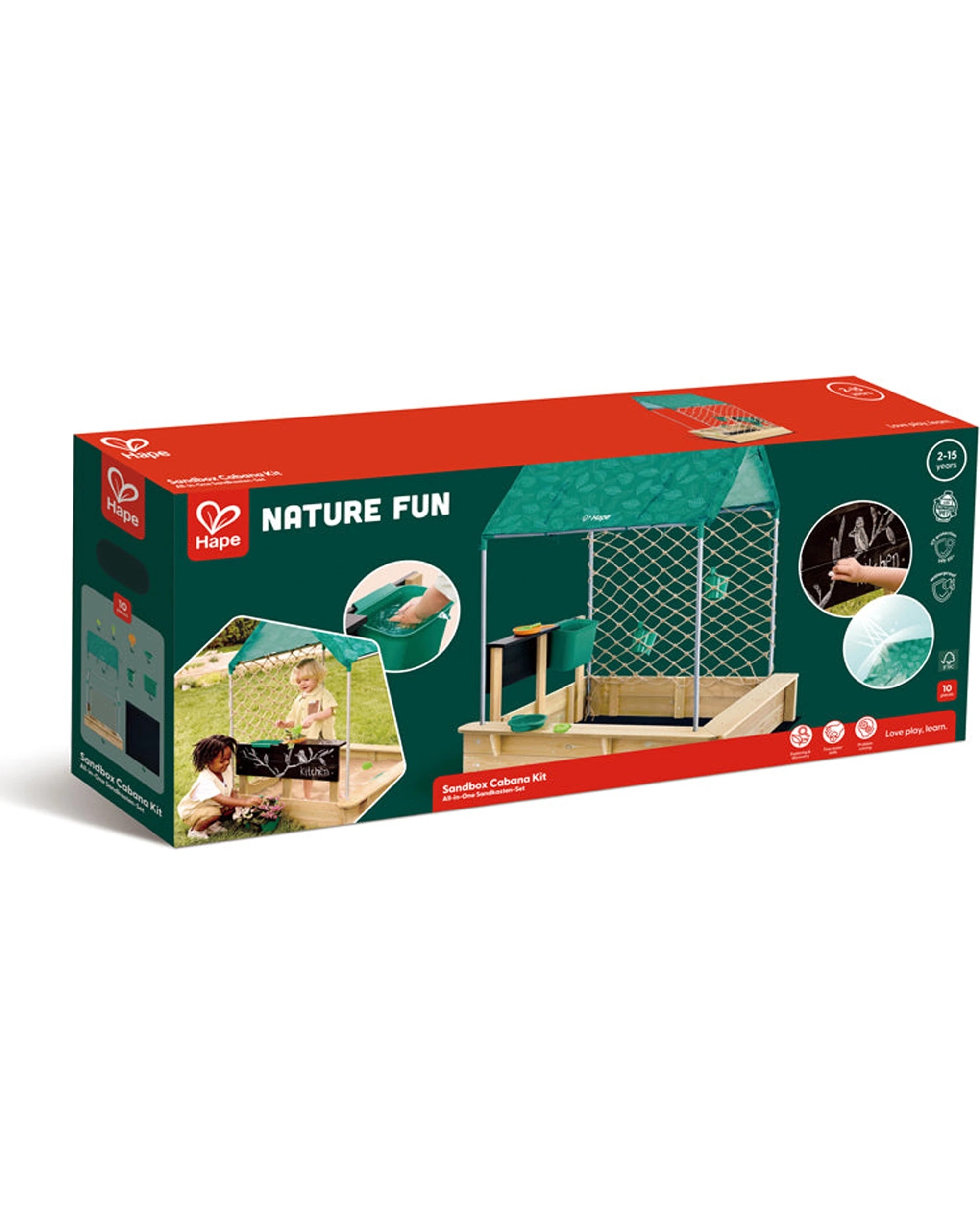 2 Hape Kids Sandbox Cabana Play Kit Sandpit Kitchen Easel Sunshade - Green, 2 of 3