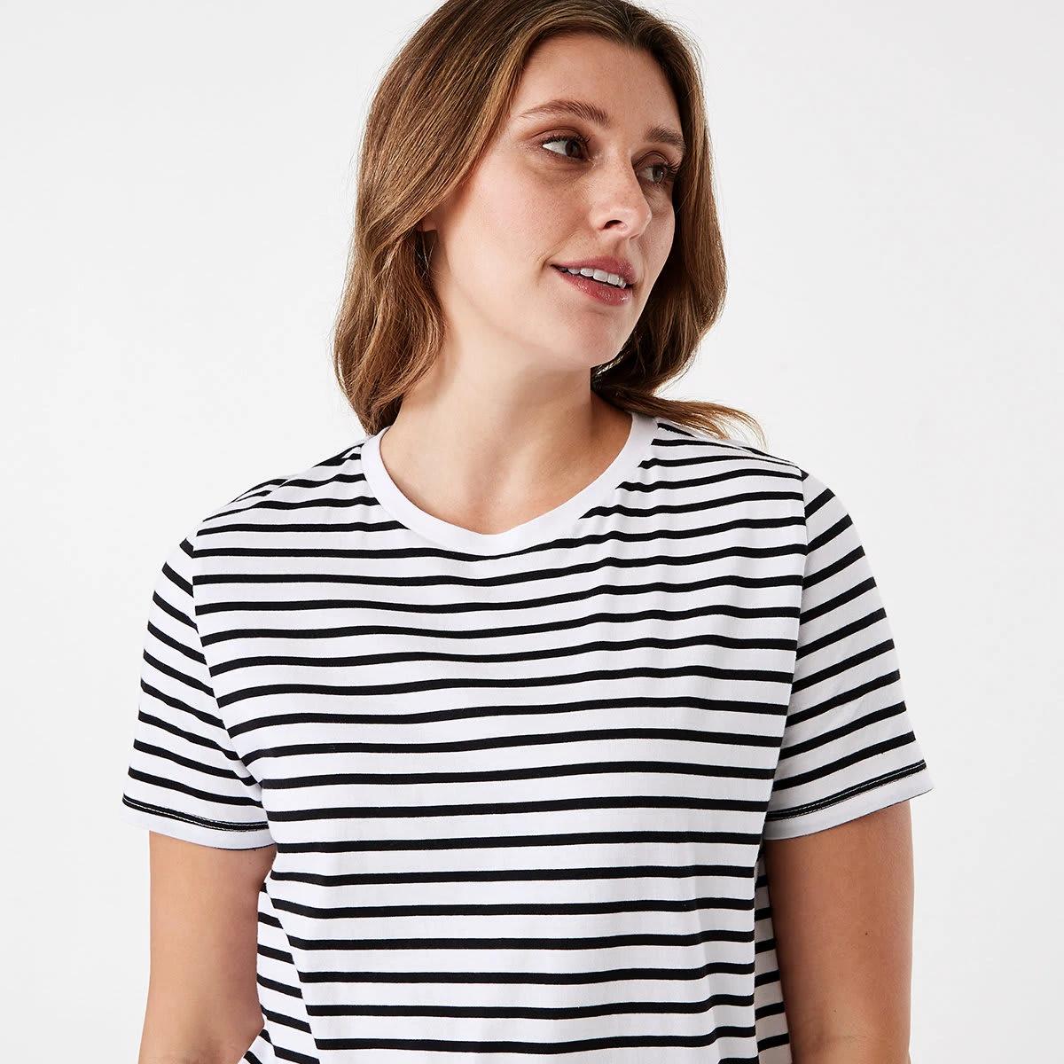 4 Short Sleeve Printed T-shirt BLACK WHITE STRIPE, 4 of 6