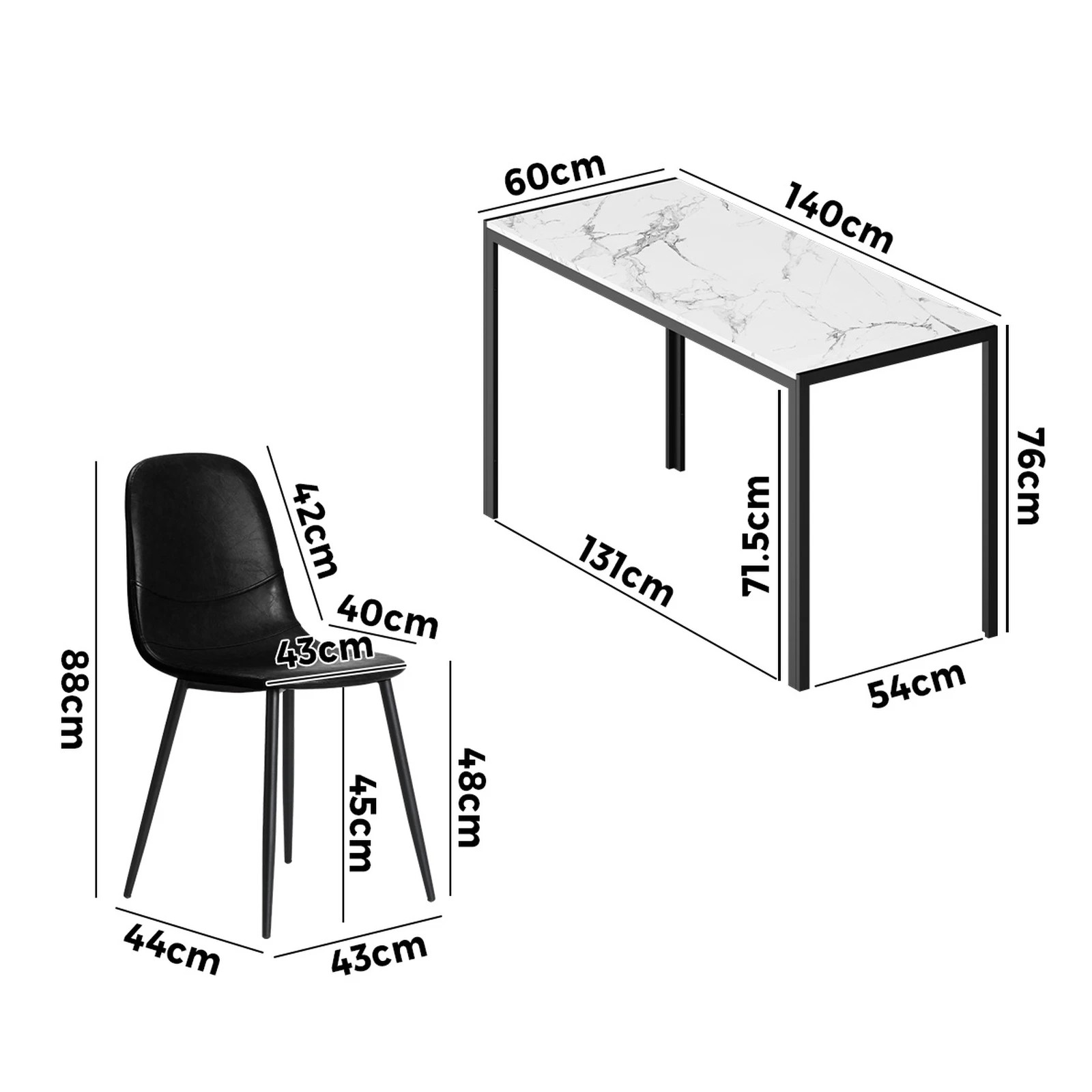 2 Oikiture 1.4m Rectangular Dining Table and Chairs 6-Seater Kitchen Furniture Set - Multi, 2 of 9