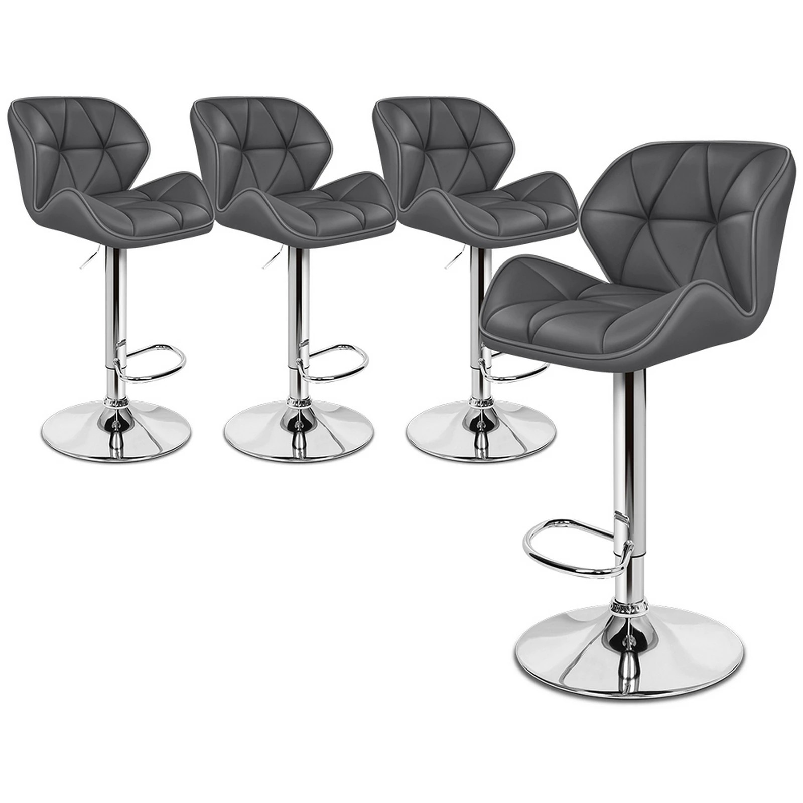 1 Alfordson 4x Kitchen Bar Stools Swivel Bar Stool Leather Chairs Willa - Grey, 1 of 10