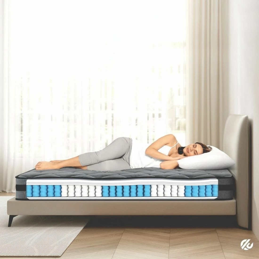 5 Giselle Bedding 22cm Mattress Medium Firm Double - Double Bed - Grey, 5 of 6