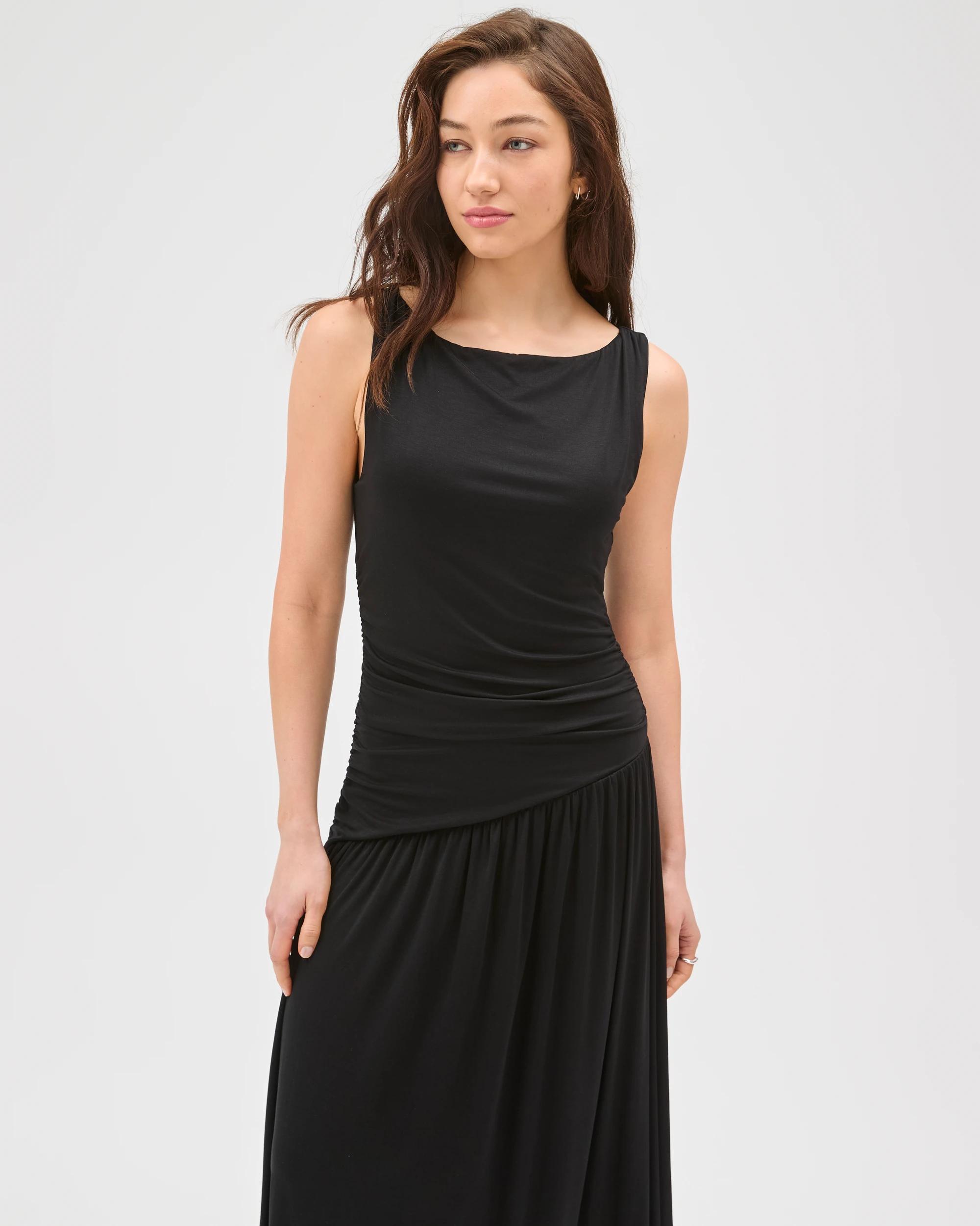 2 Lily Loves Fitted Drape Maxi Dress BLACK, 2 of 7