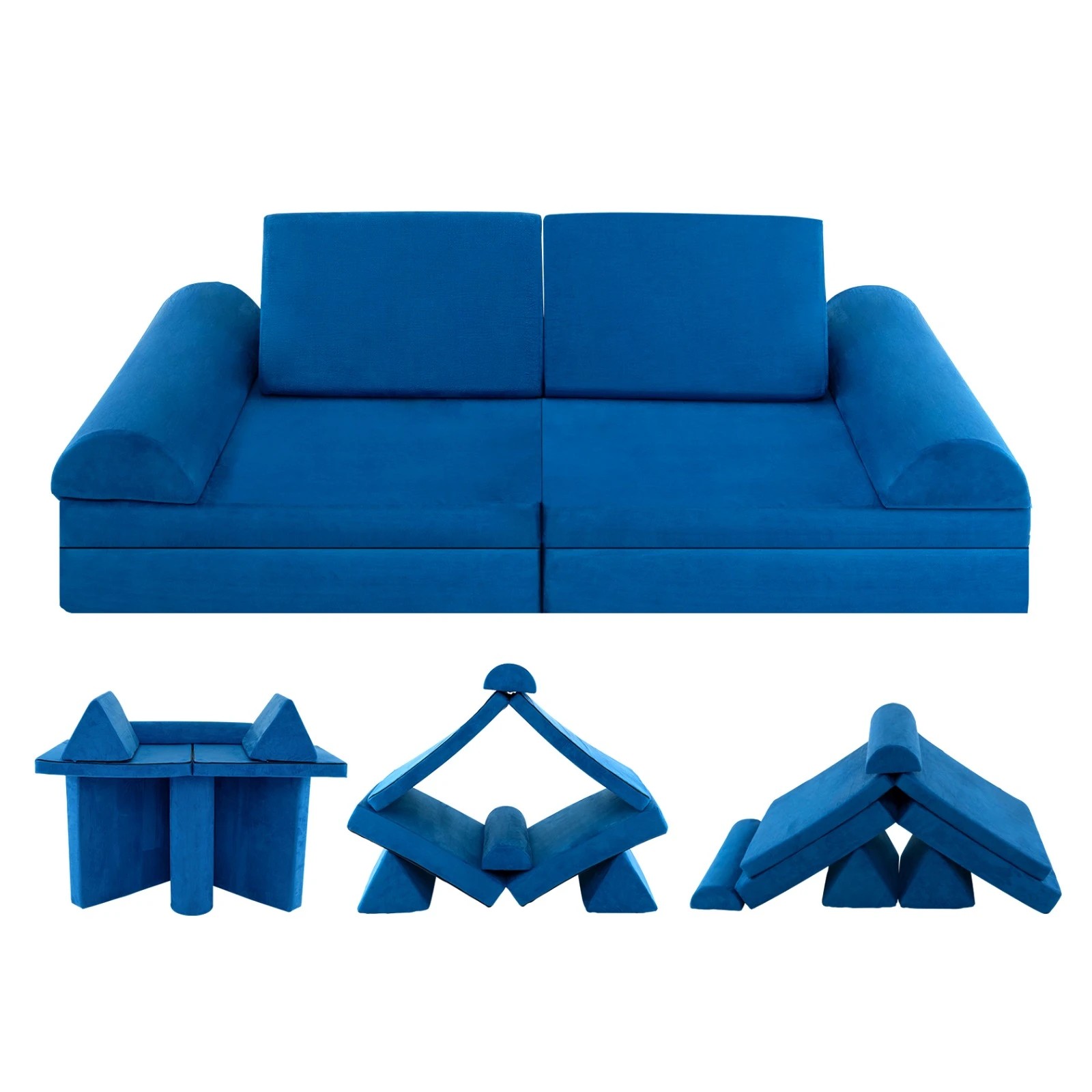 1 Costway 6PCS Modular Play Sofa Foam Couch Chair - Blue, 1 of 1