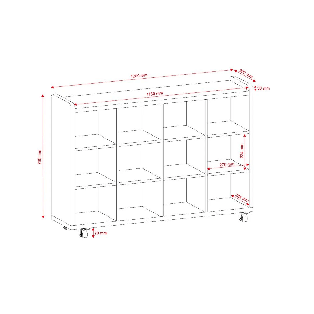 3 Young Kids Educational 12 Cube Mobile Storage Unit Oak, 3 of 3