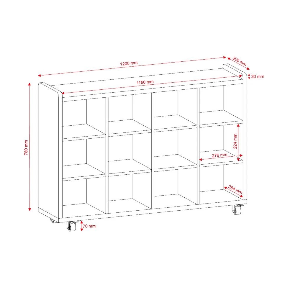 3 Young Kids Educational 12 Cube Mobile Storage Unit Oak Kids Storage & Furniture, 3 of 3