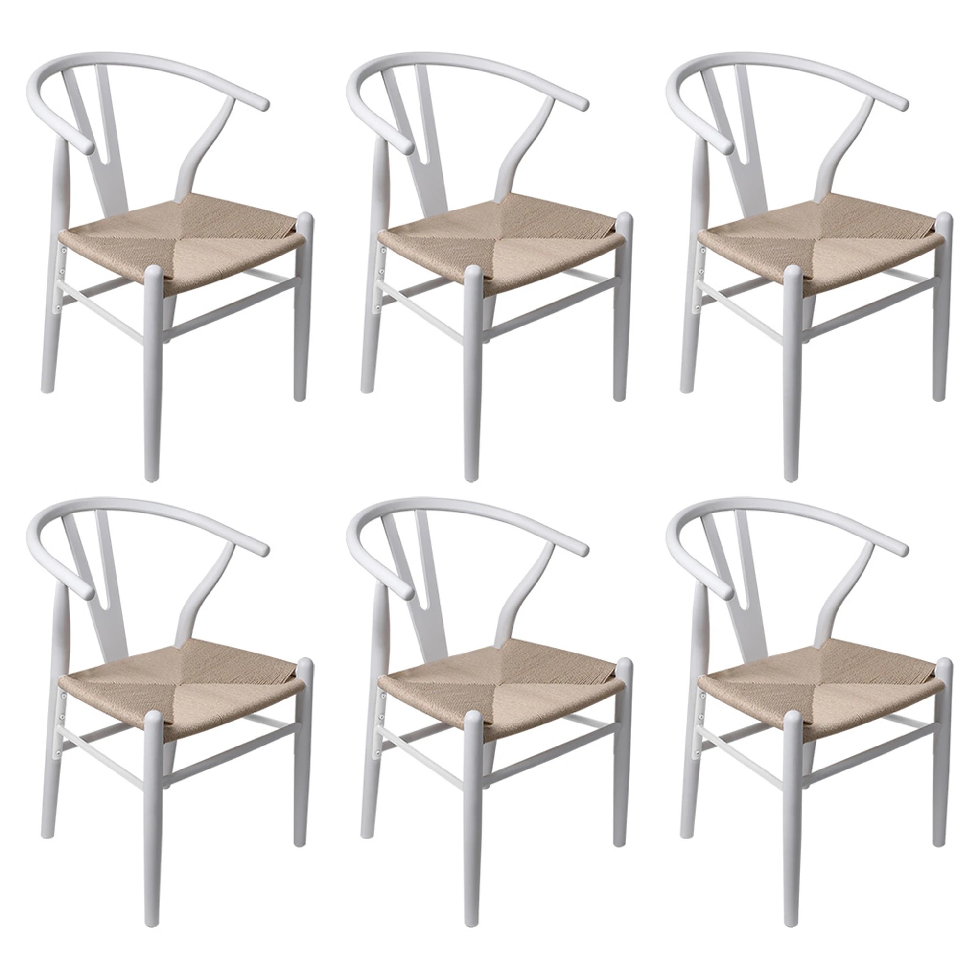 1 Levede 1 Set Of 6 Hans Wegner Wishbone Dining Chairs - White, 1 of 6