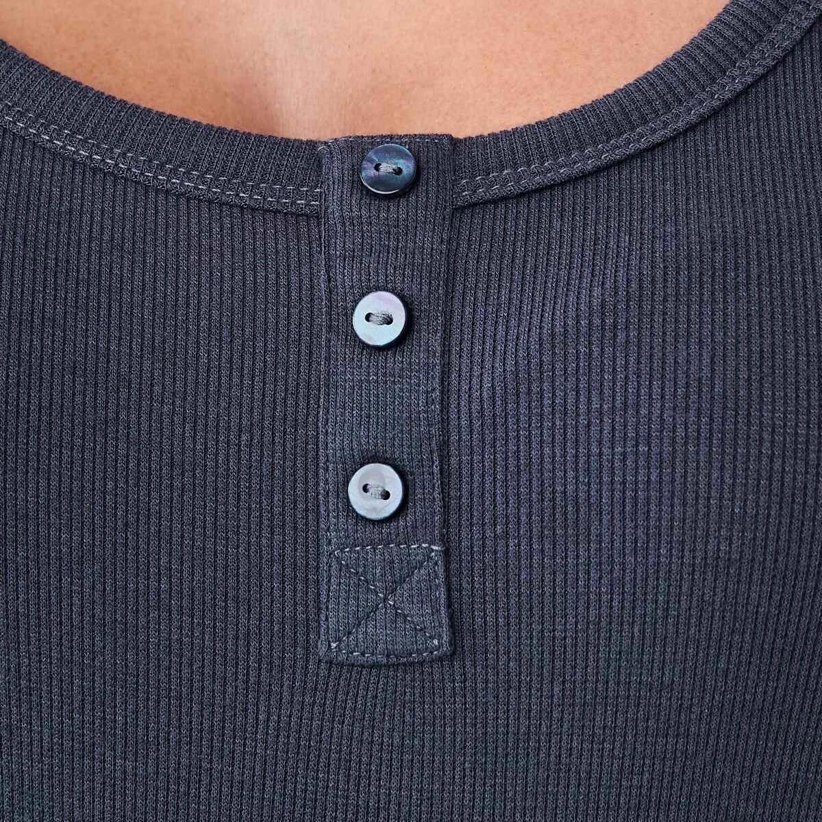 6 Long Sleeve Rib Henley Top Shadw Navy, 6 of 6
